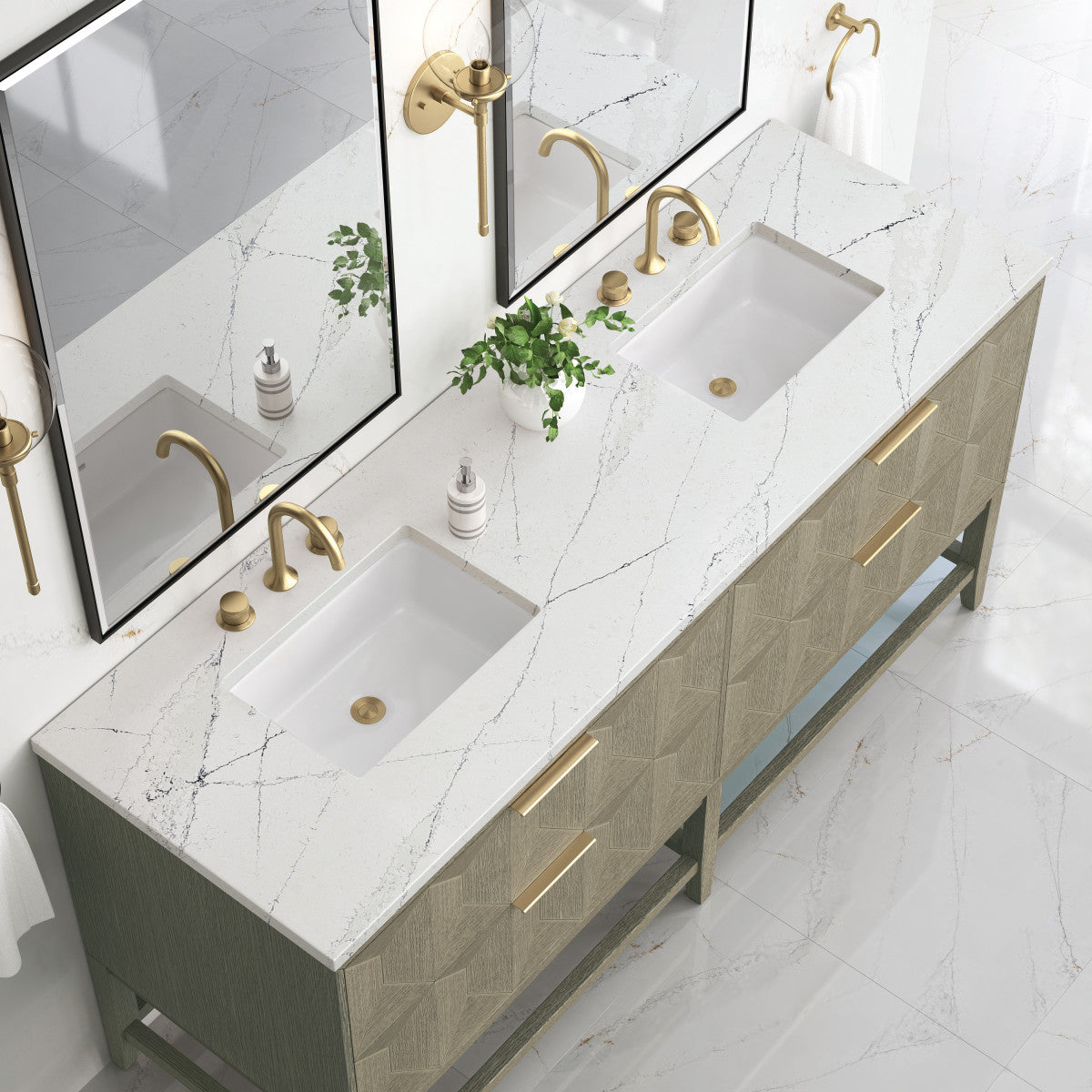 Emmeline 72" Double Vanity Cabinet, Pebble Oak