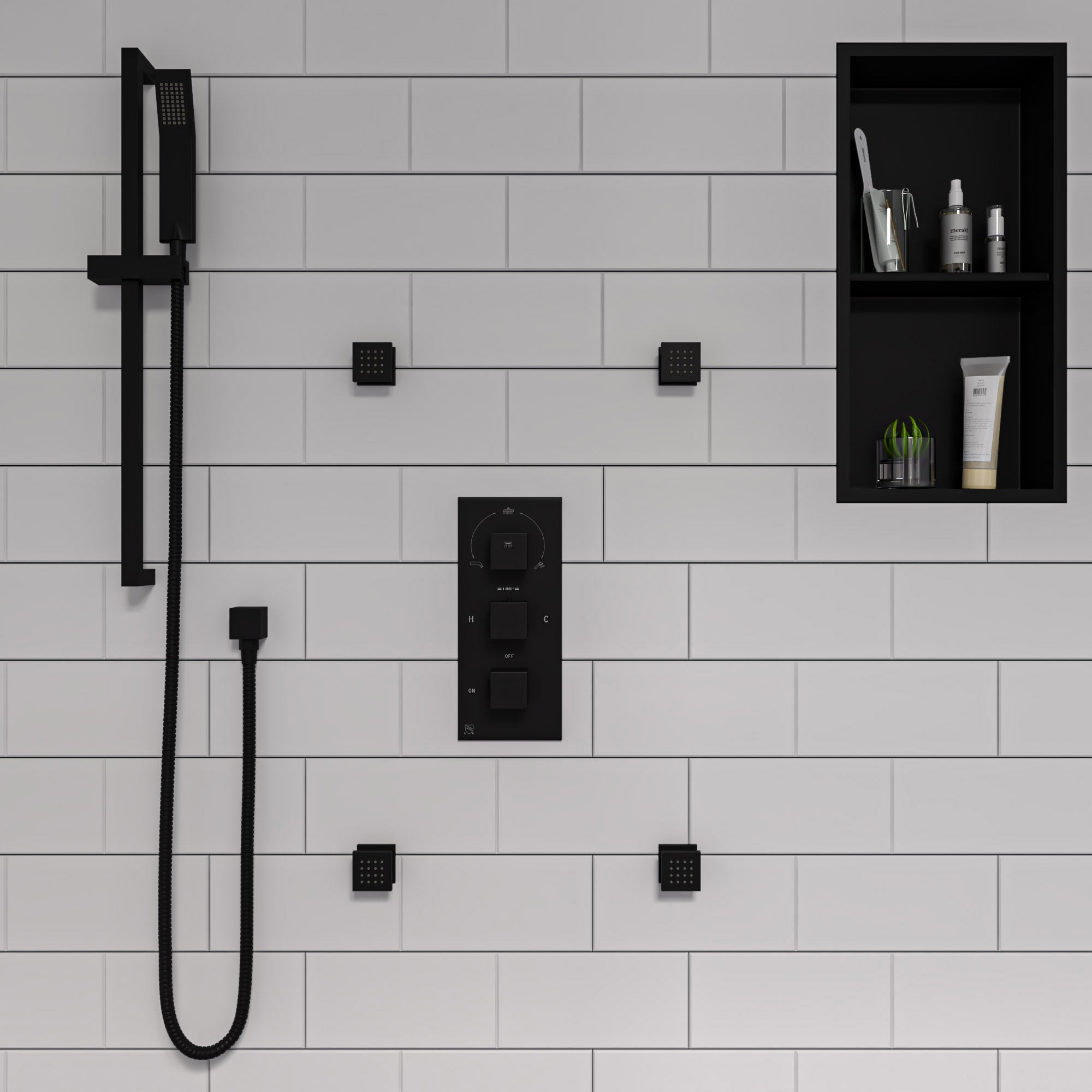 ALFI brand AB7606 Square Sliding Rail Hand Shower Set