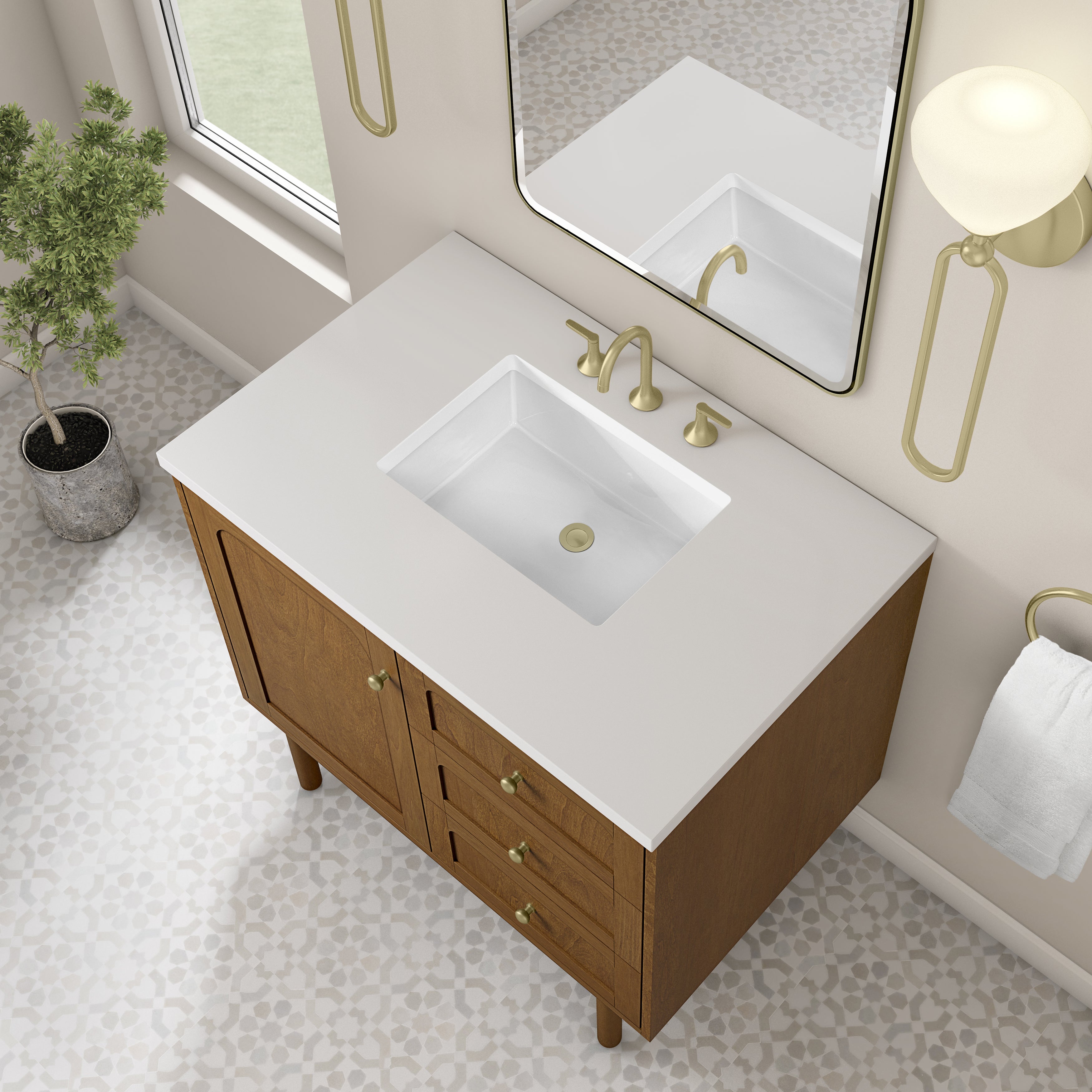 James Martin Laurent 36" Single Vanity in Honey Oak with 3cm Countertop