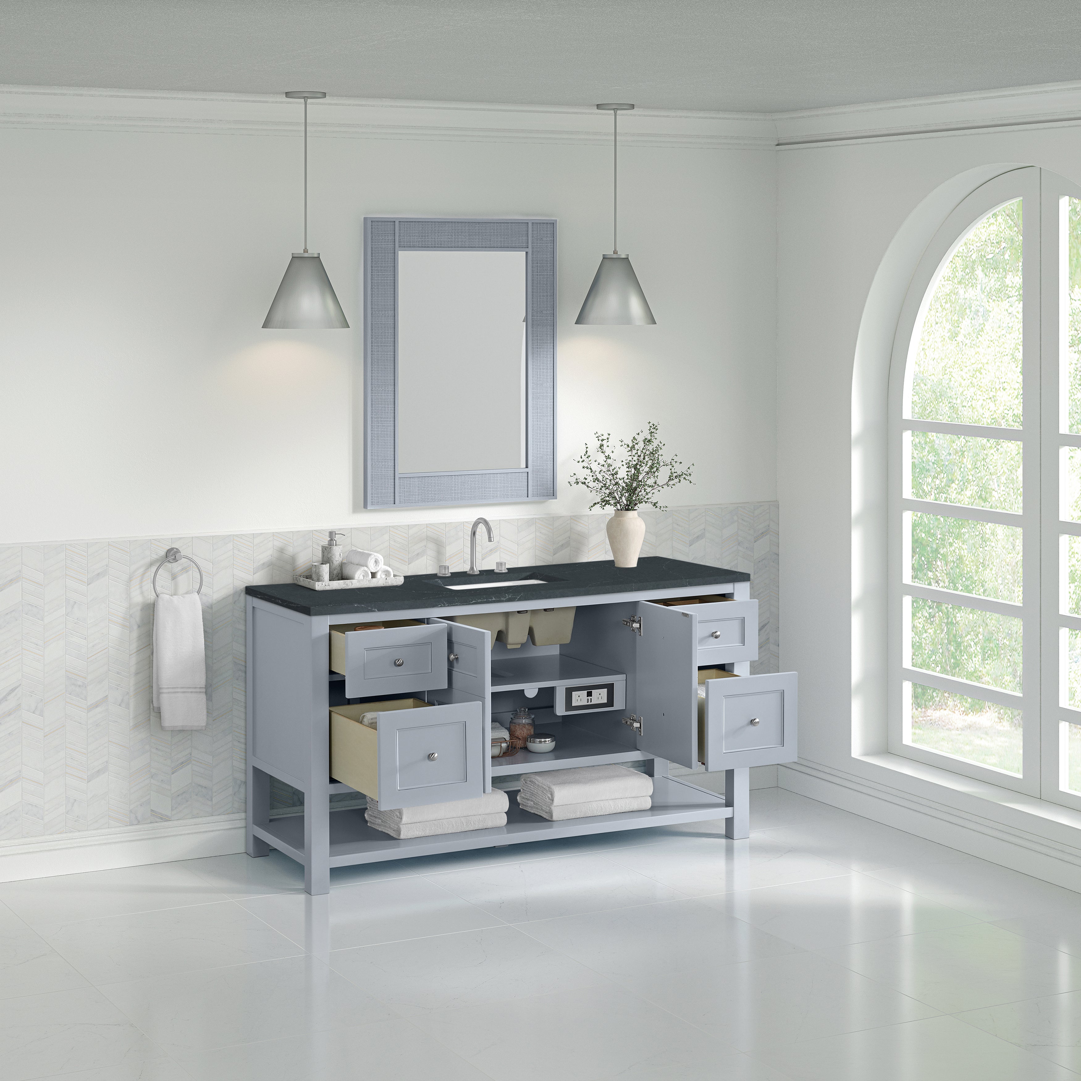 James Martin Breckenridge 60" Single Vanity in Serenity Blue with 3cm Countertop