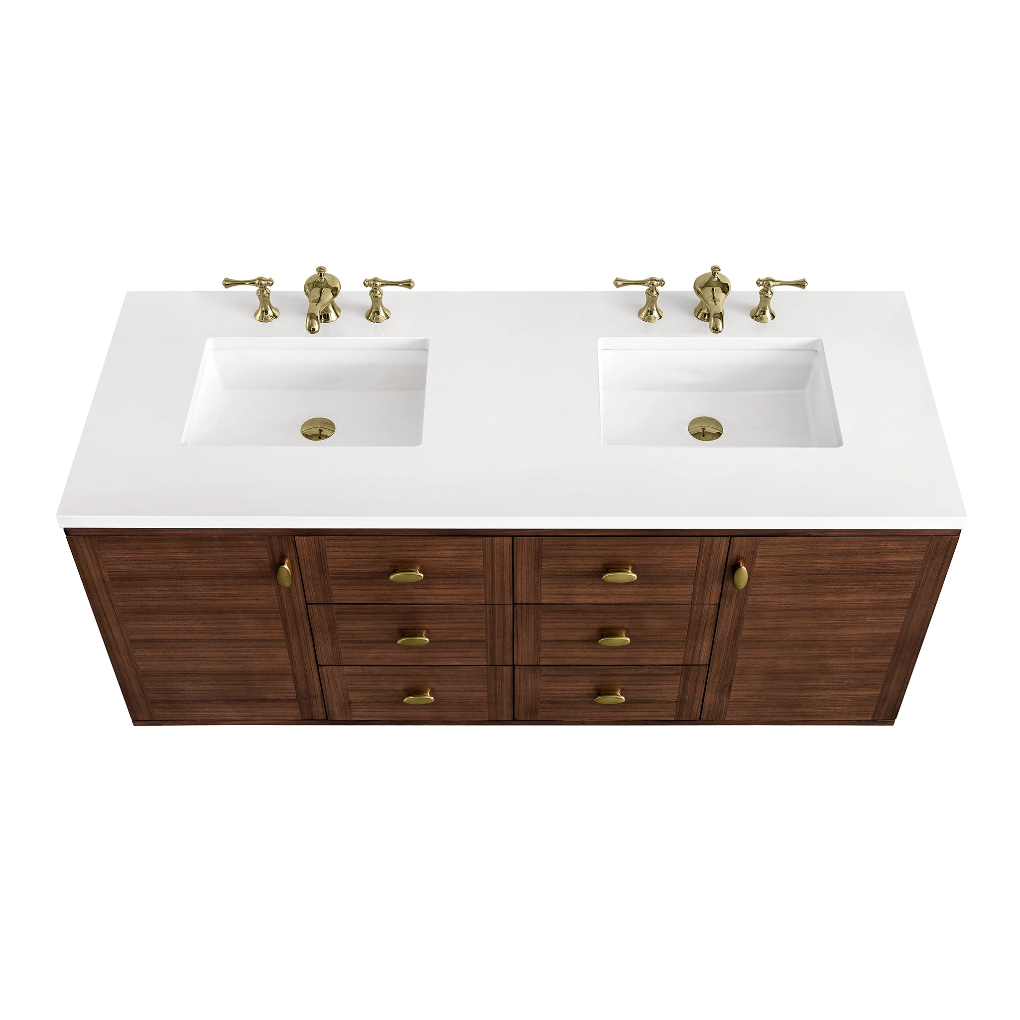 James Martin Amberly 60" Double Vanity in Mid-Century Walnut with 3cm Countertop