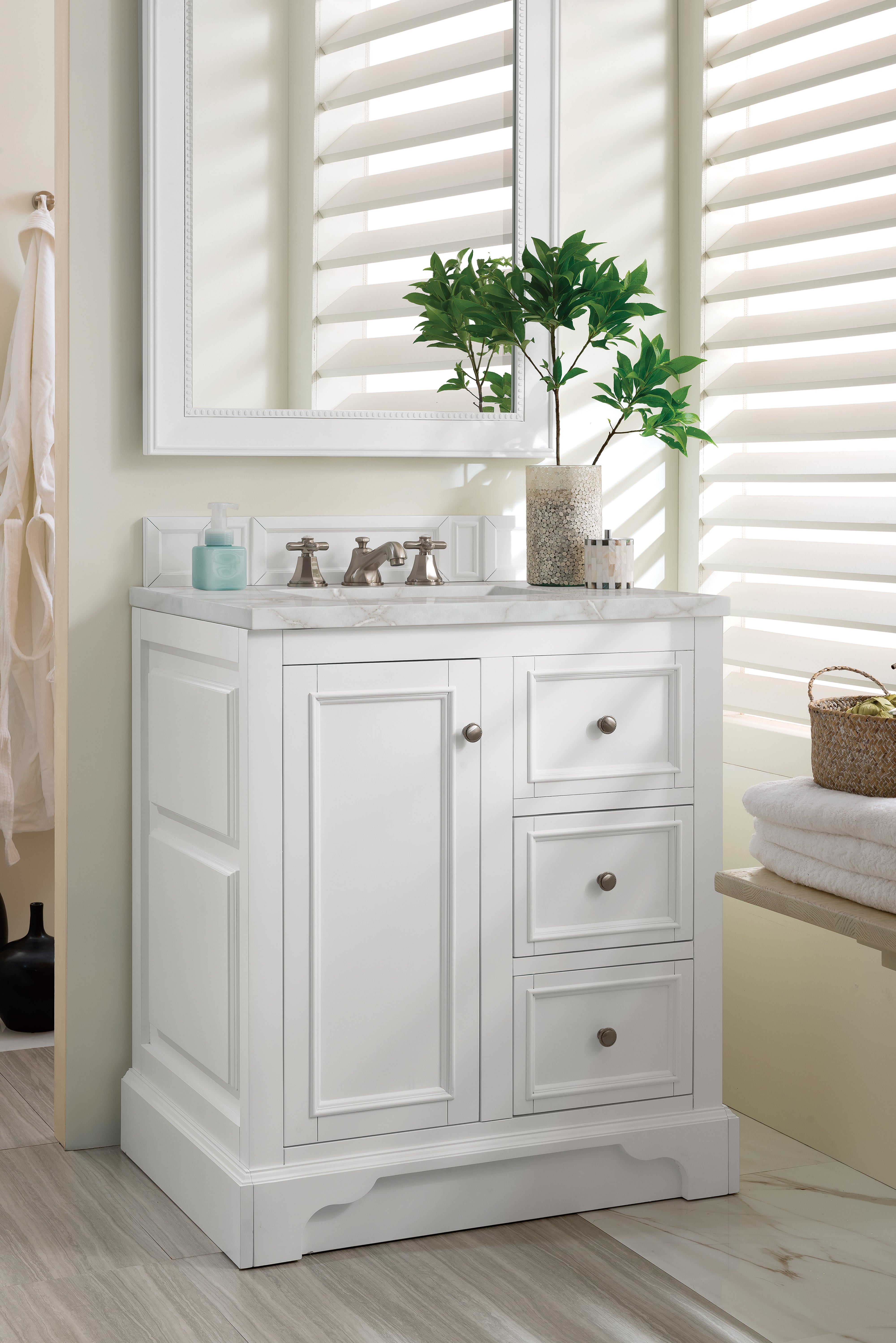 James Martin De Soto 30" Single Vanity in Bright White with 3cm Countertop