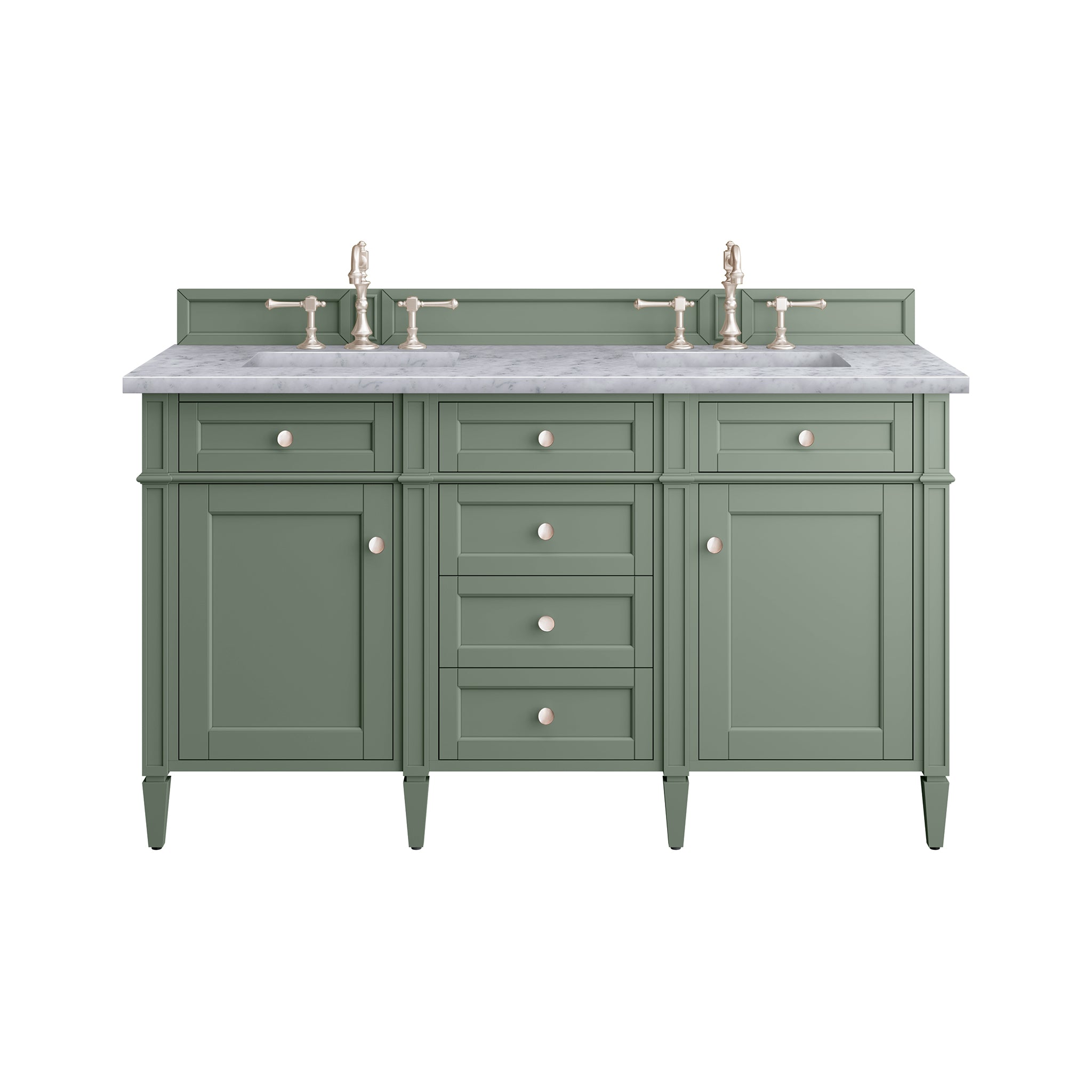 James Martin Brittany 60" Double Vanity in Smokey Celadon with 3cm Countertop