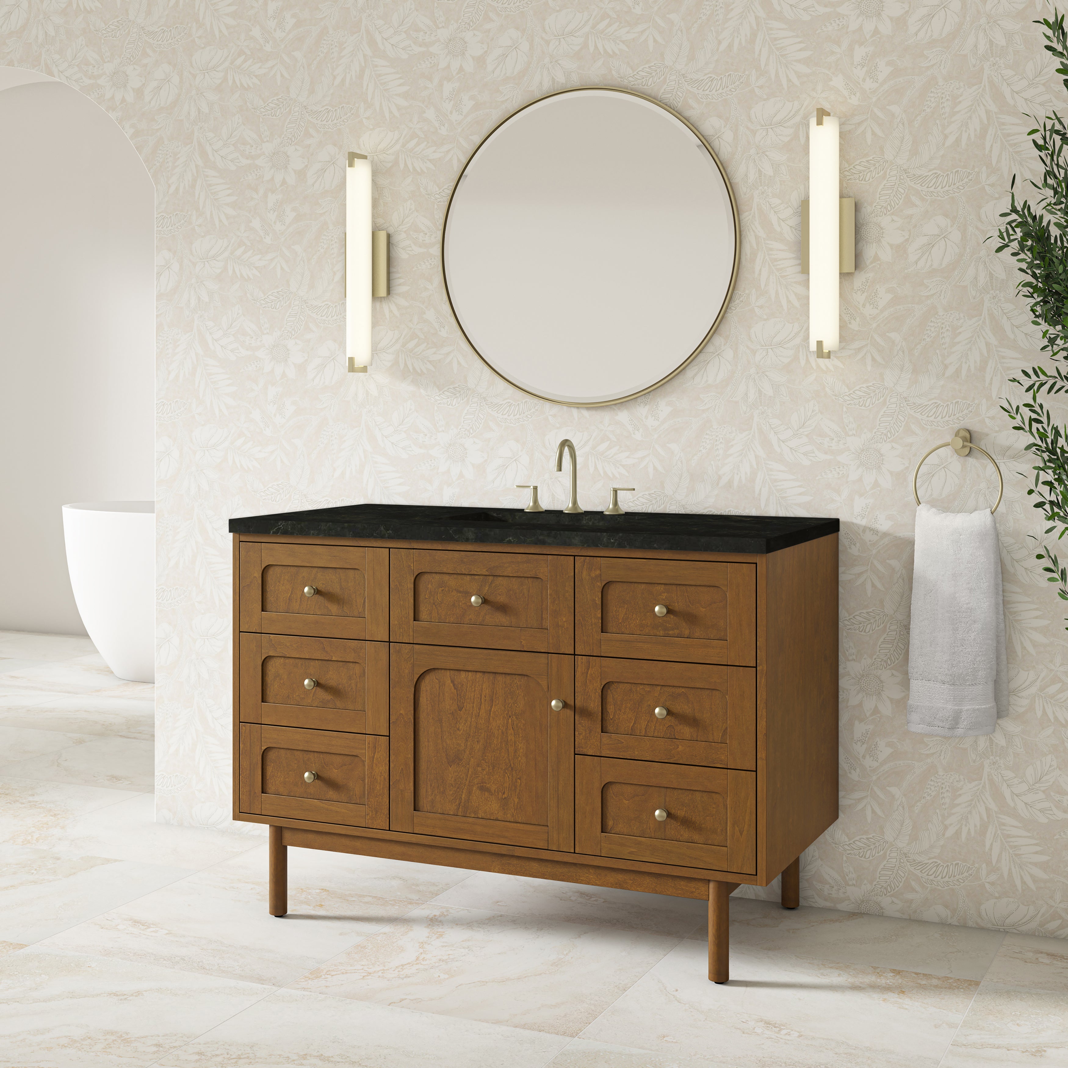 James Martin Laurent 48" Single Vanity in Honey Oak with 3cm Countertop