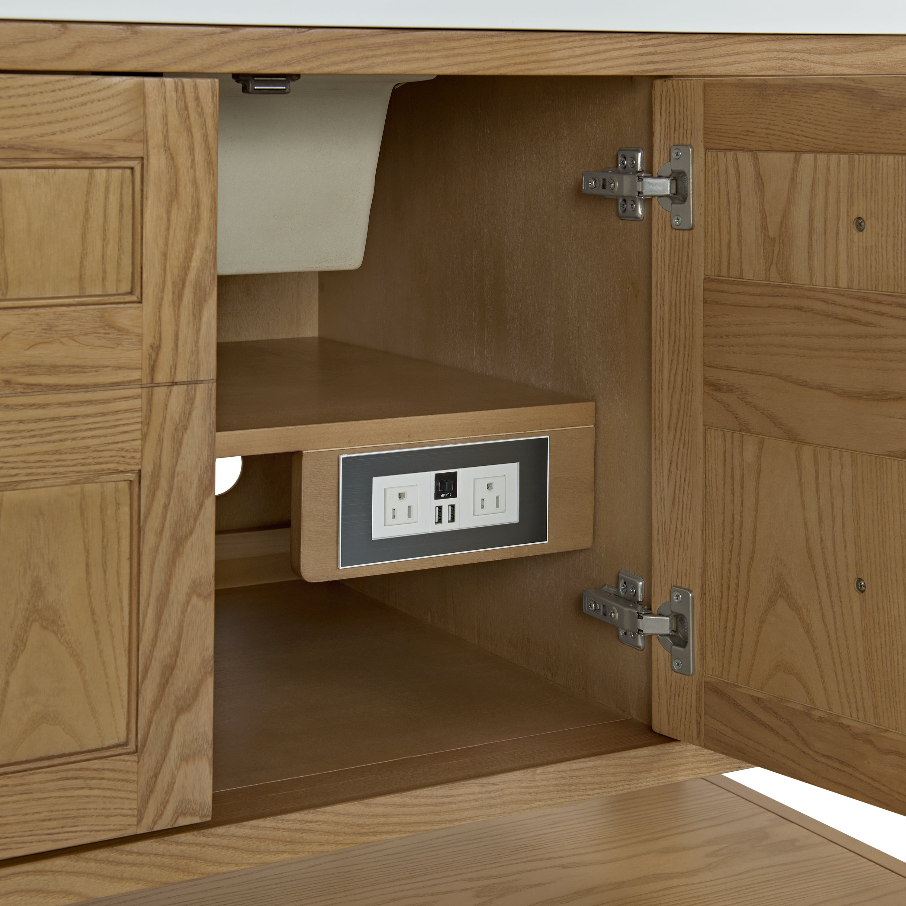 James Martin Breckenridge 60" Single Vanity in Light Natural Oak with 3cm Countertop and FreePower Wireless Charger