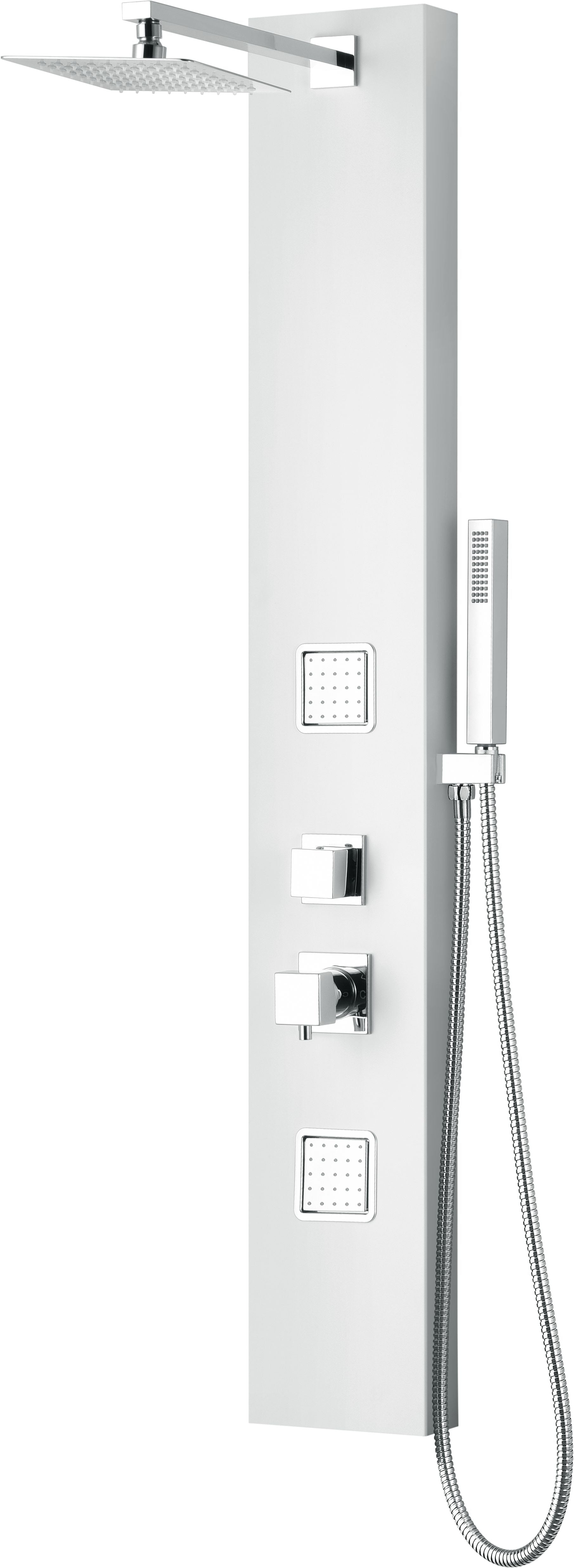 ALFI brand  ABSP60W White Aluminum Shower Panel with 2 Body Sprays and Rain Shower Head