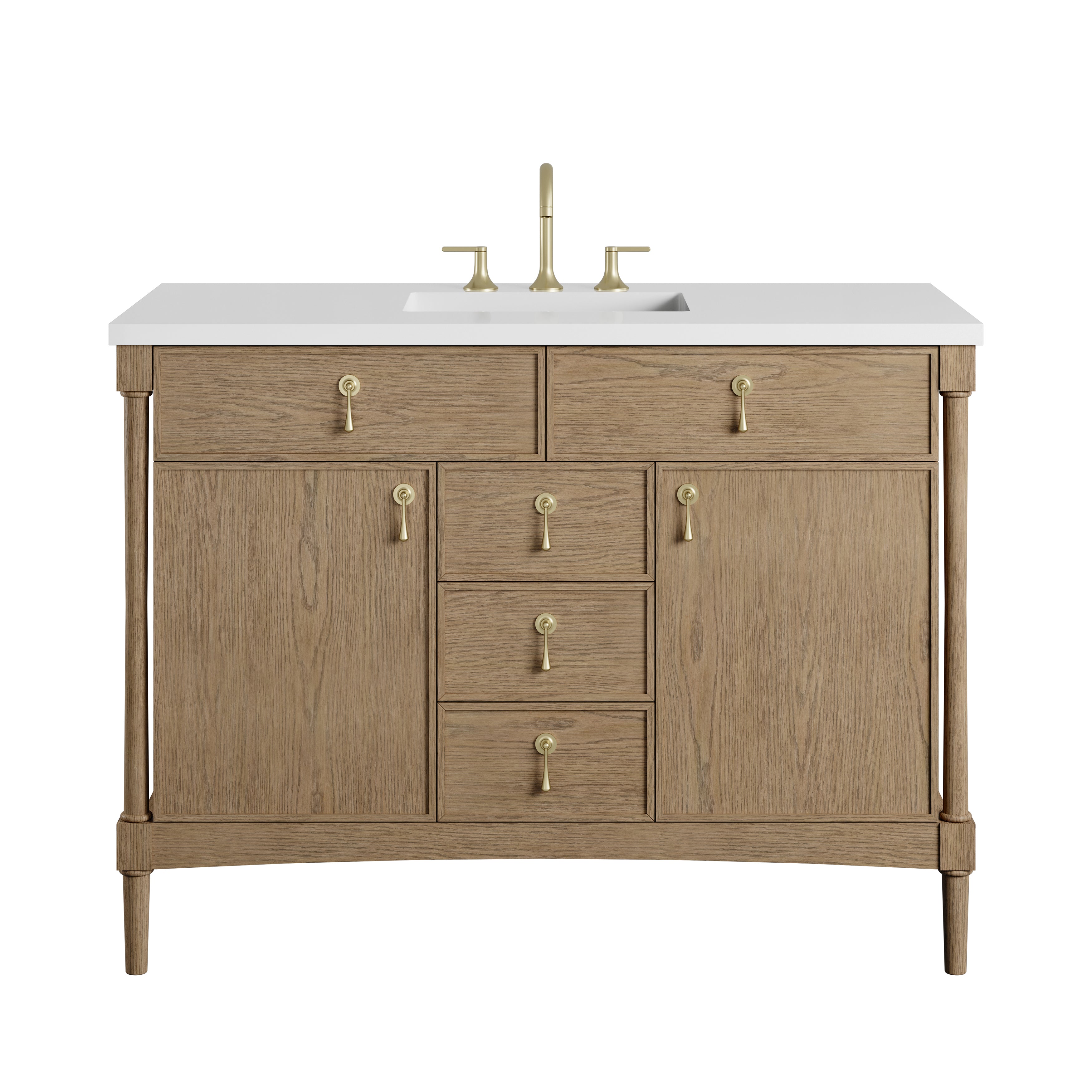 James Martin Kinnsden 48" Single Vanity in Weathered Oak with 3cm Countertop