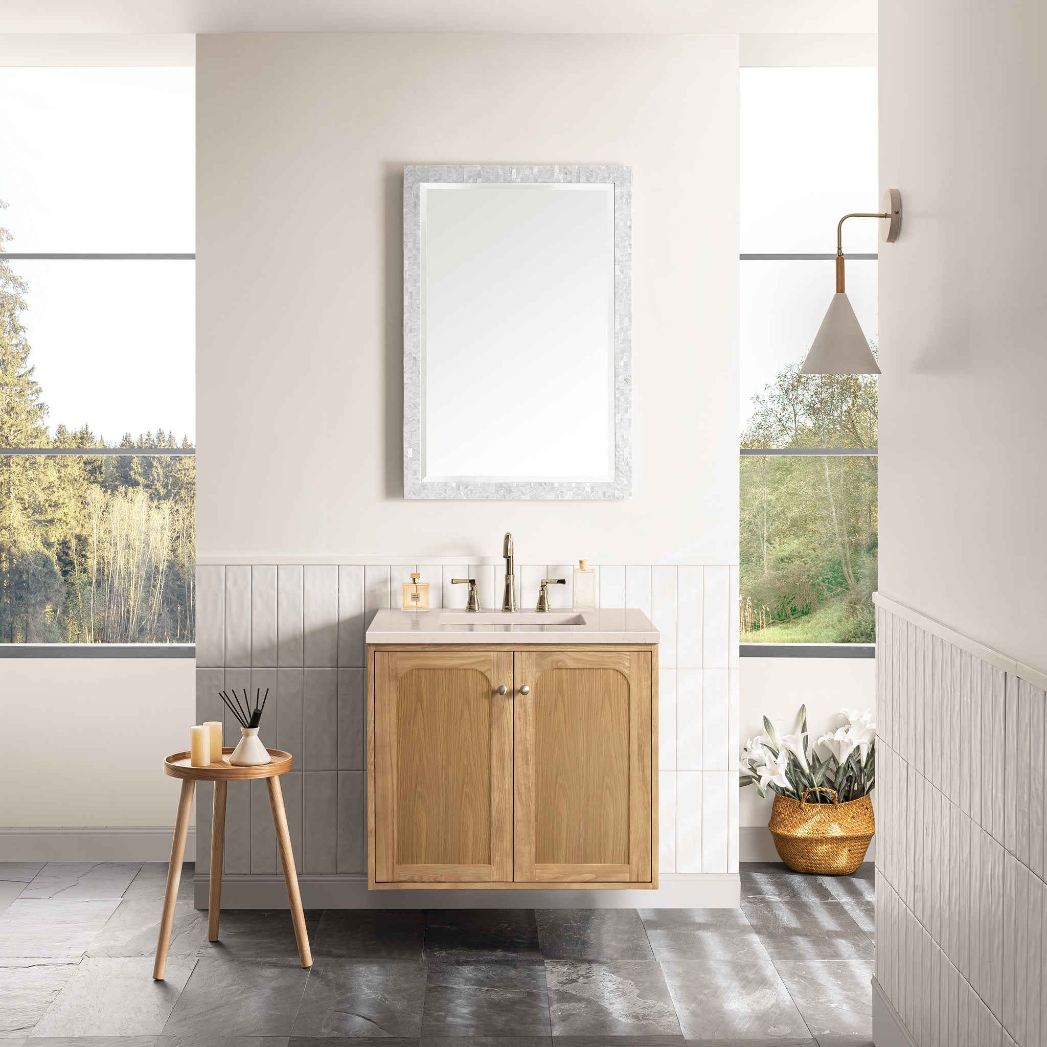 James Martin Laurent 30" Single Vanity in Light Natural Oak with 3cm Countertop