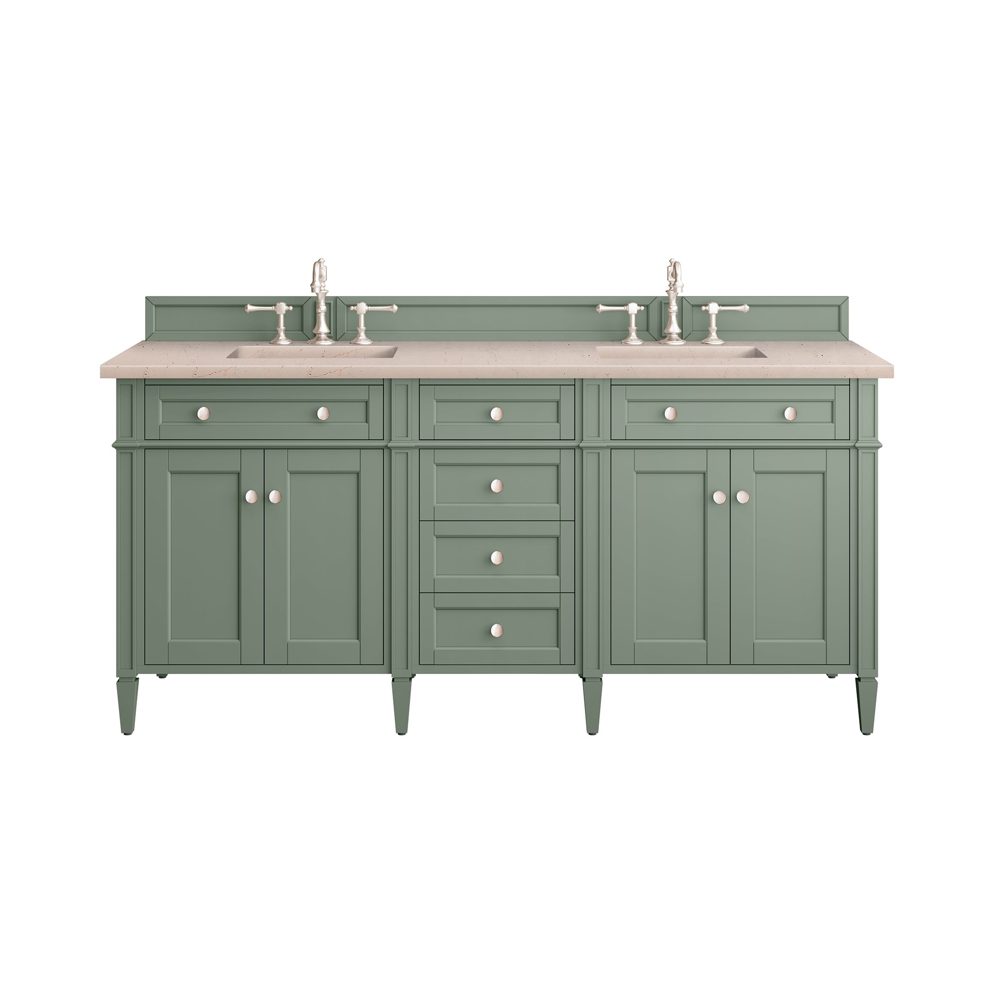 James Martin Brittany 72" Double Vanity in Smokey Celadon with 3cm Countertop