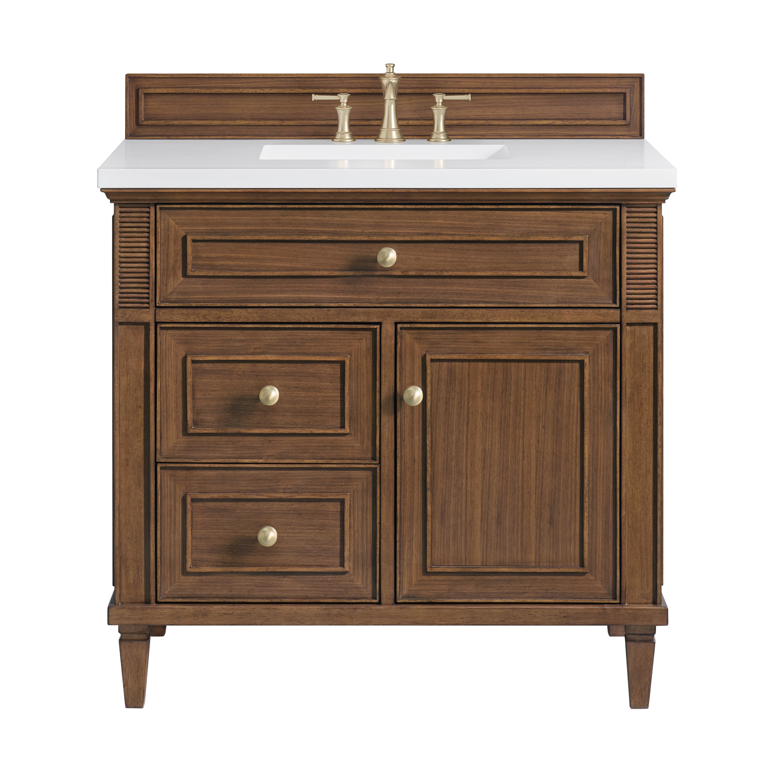 James Martin Lorelai 36" Single Vanity in Mid-Century Walnut with 3cm Countertop