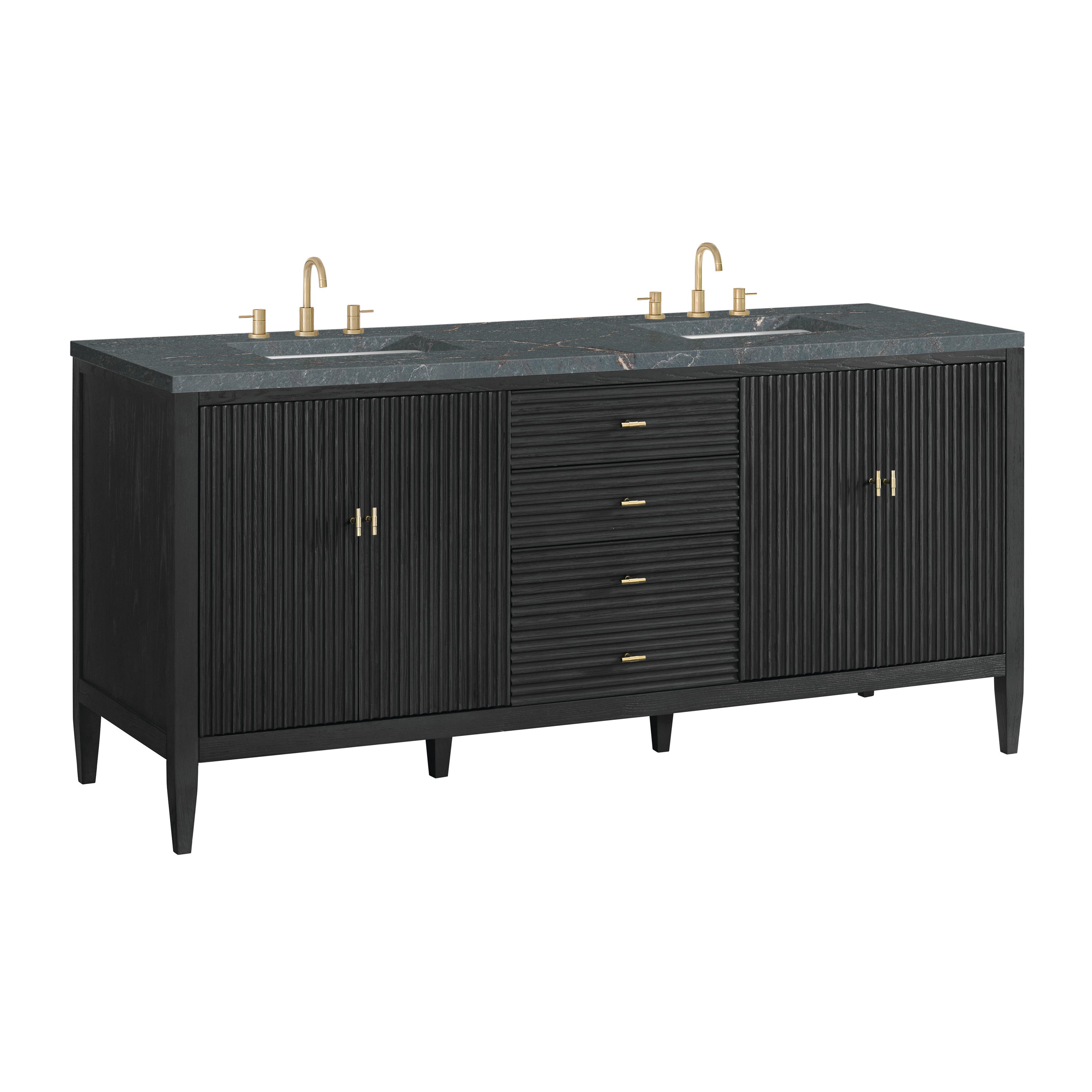 James Martin Myrrin 72" Double Vanity in Carbon Oak with 3cm Countertop and FreePower Wireless Charger