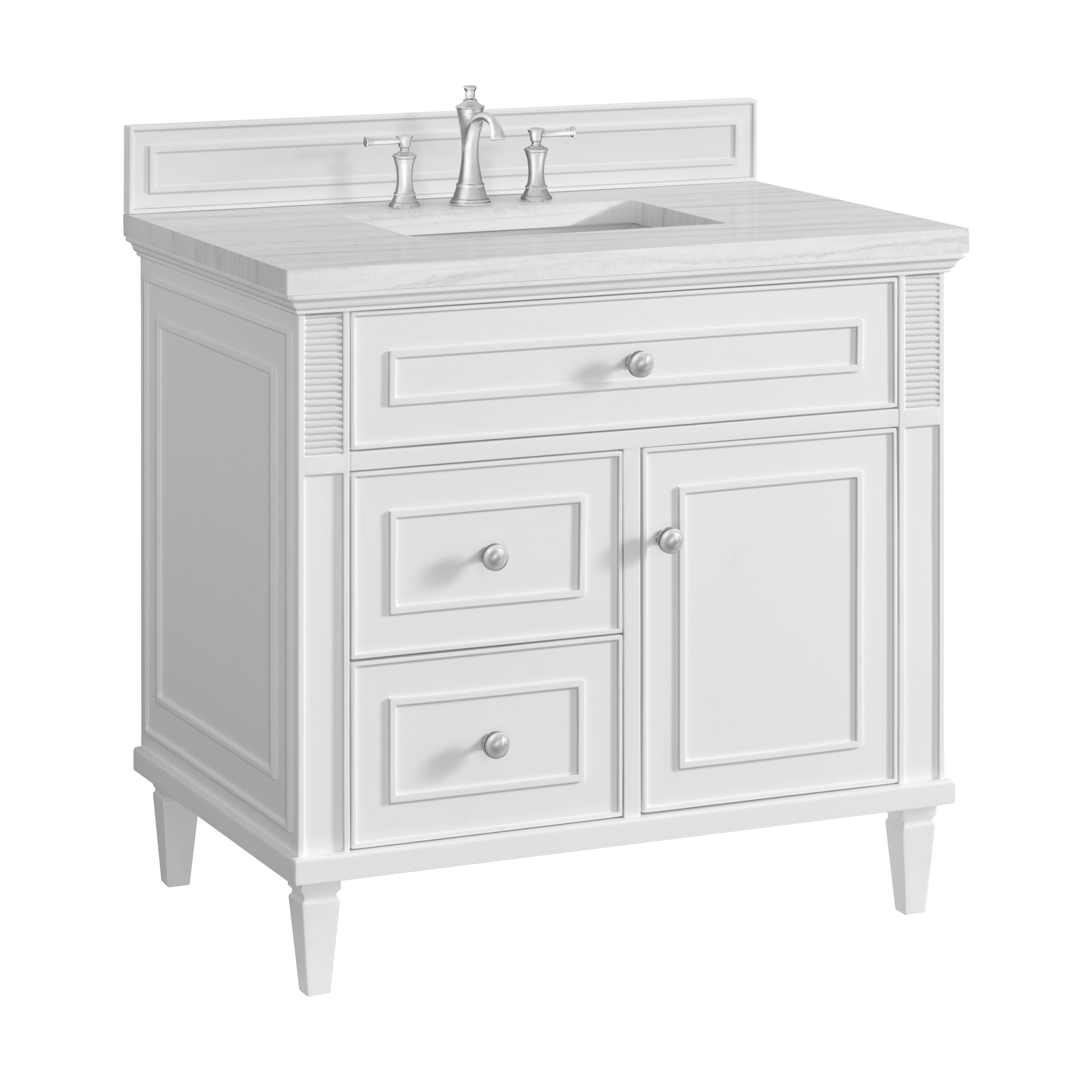 James Martin Lorelai 36" Single Vanity in Bright White with 3cm Countertop