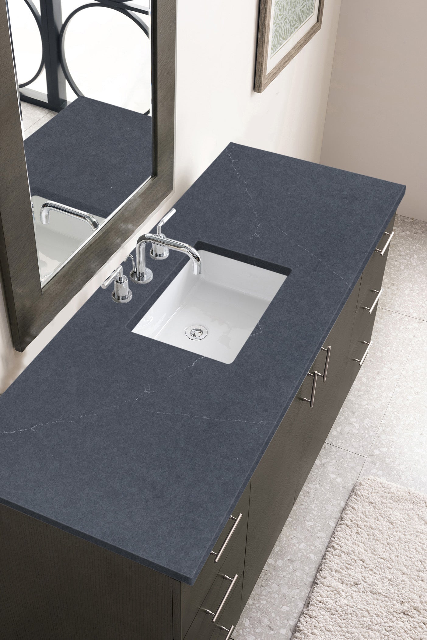 James Martin Metropolitan 60" Single Vanity in Silver Oak with 3cm Countertop