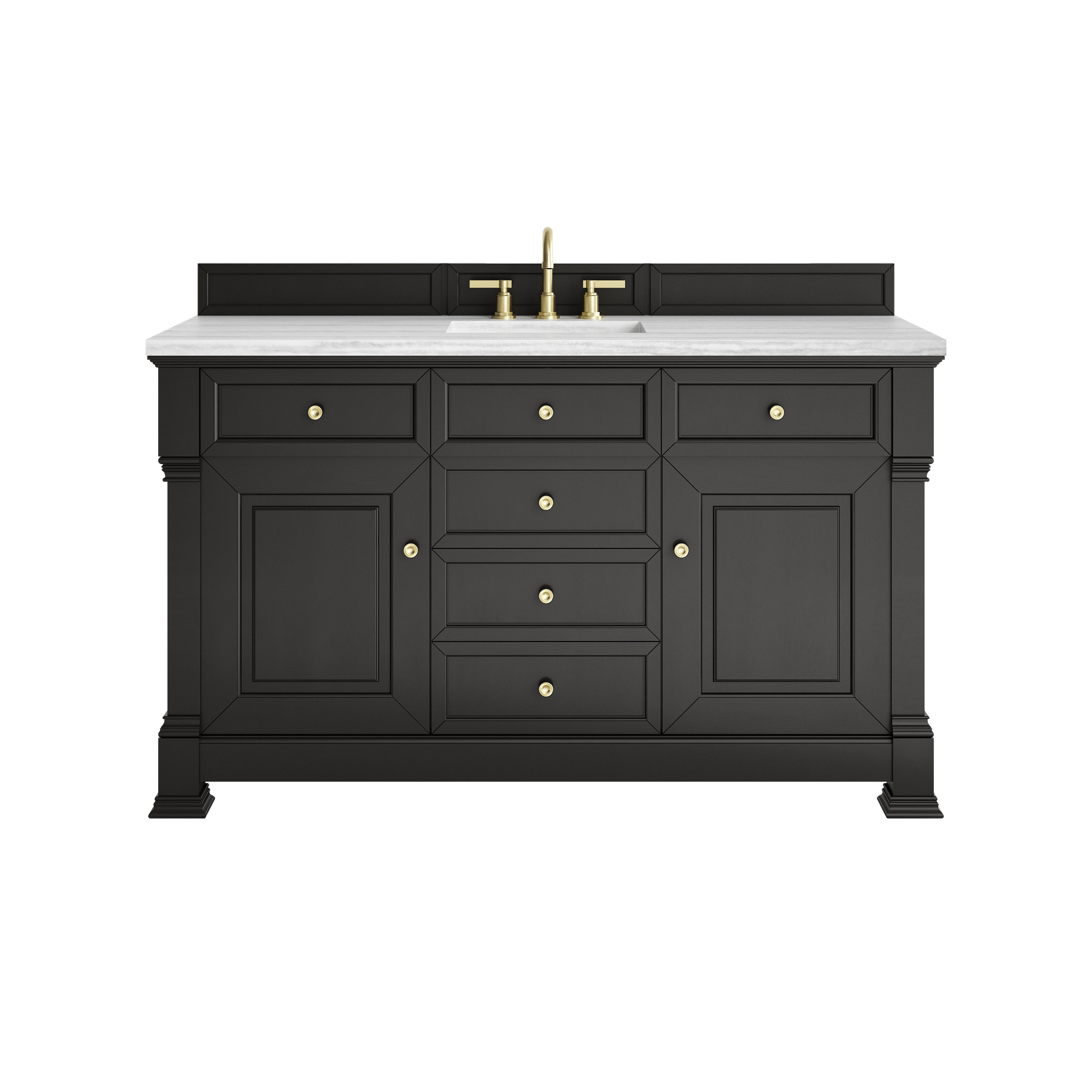 James Martin Brookfield 60" Single Vanity in Black Onyx with 3cm Countertop