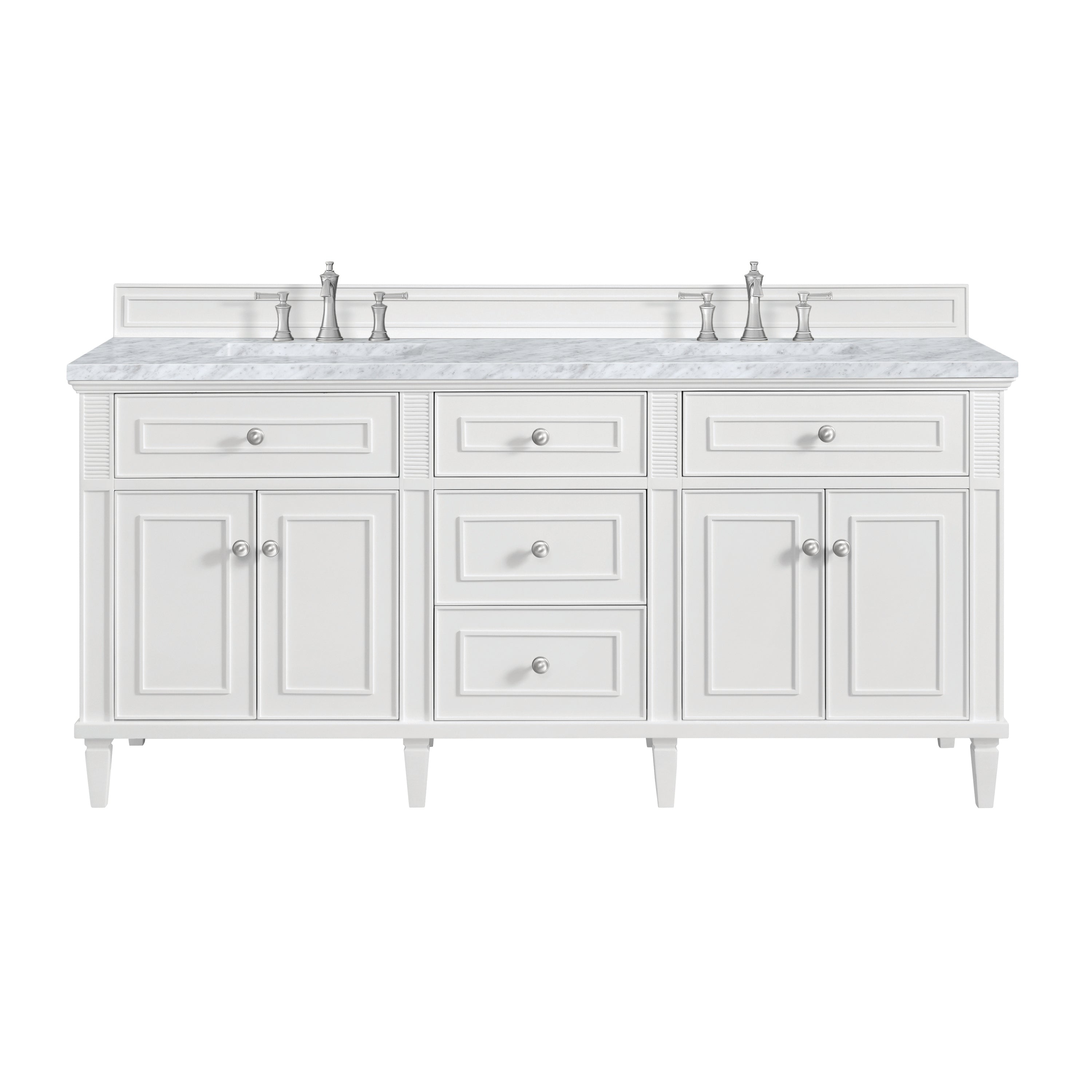 James Martin Lorelai 72" Double Vanity in Bright White with 3cm Countertop