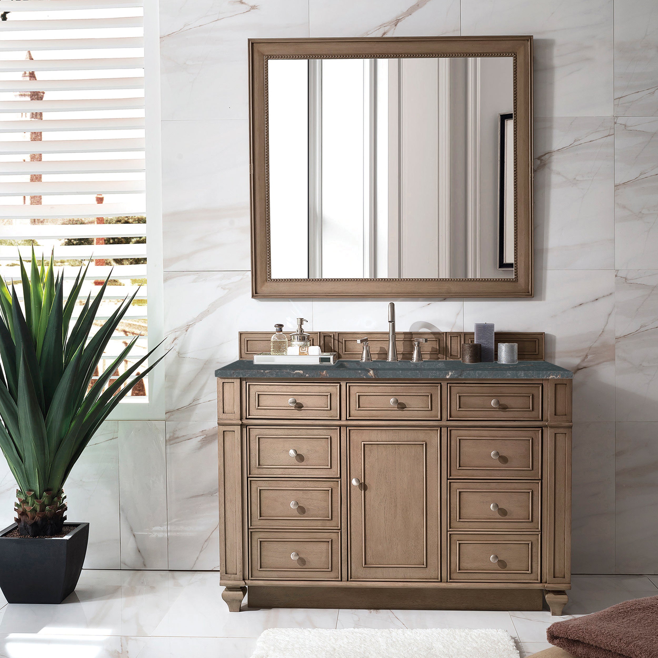 James Martin Bristol 48" Single Vanity in Whitewashed Walnut with 3cm Countertop