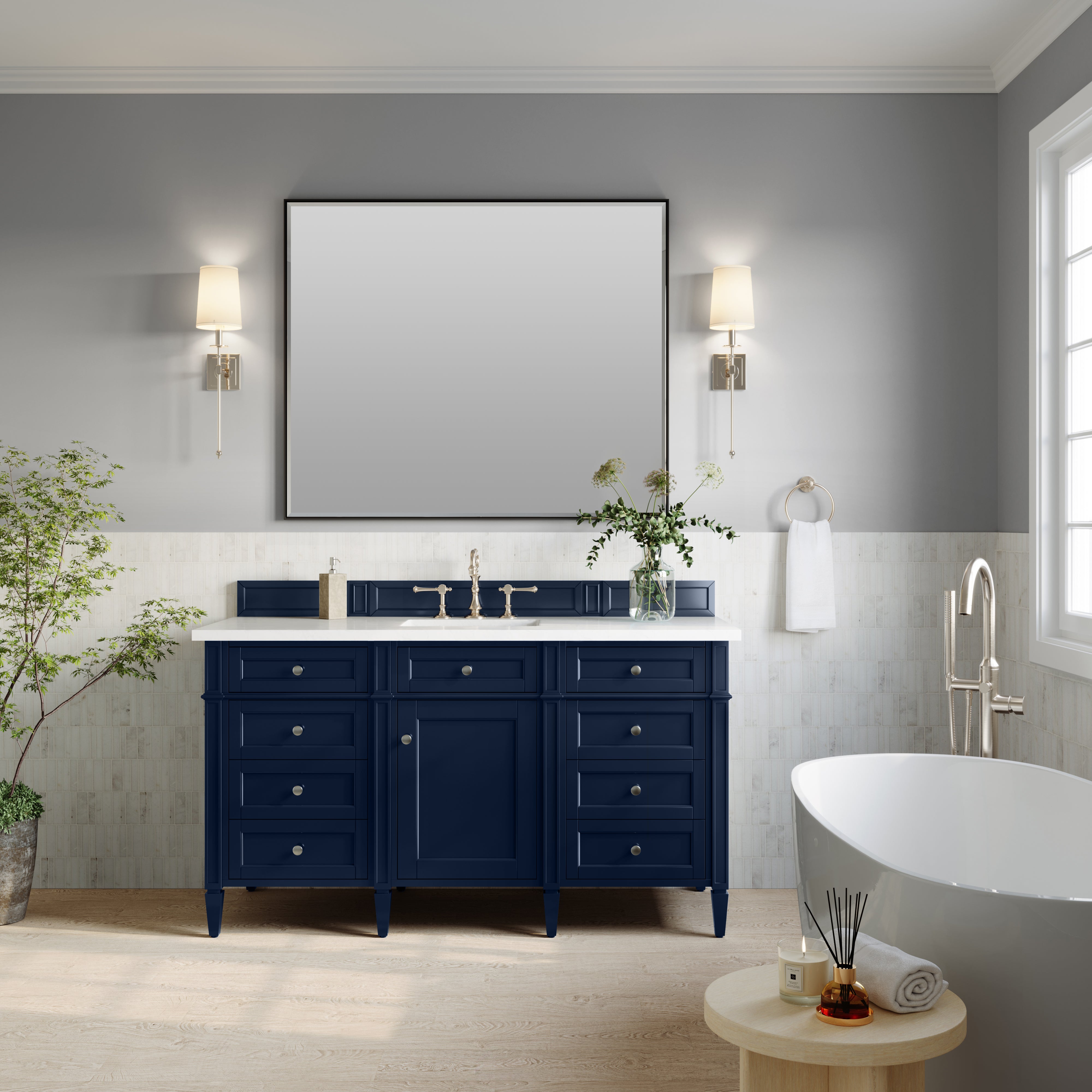 James Martin Brittany 60" Single Vanity in Victory Bleu with 3cm Countertop