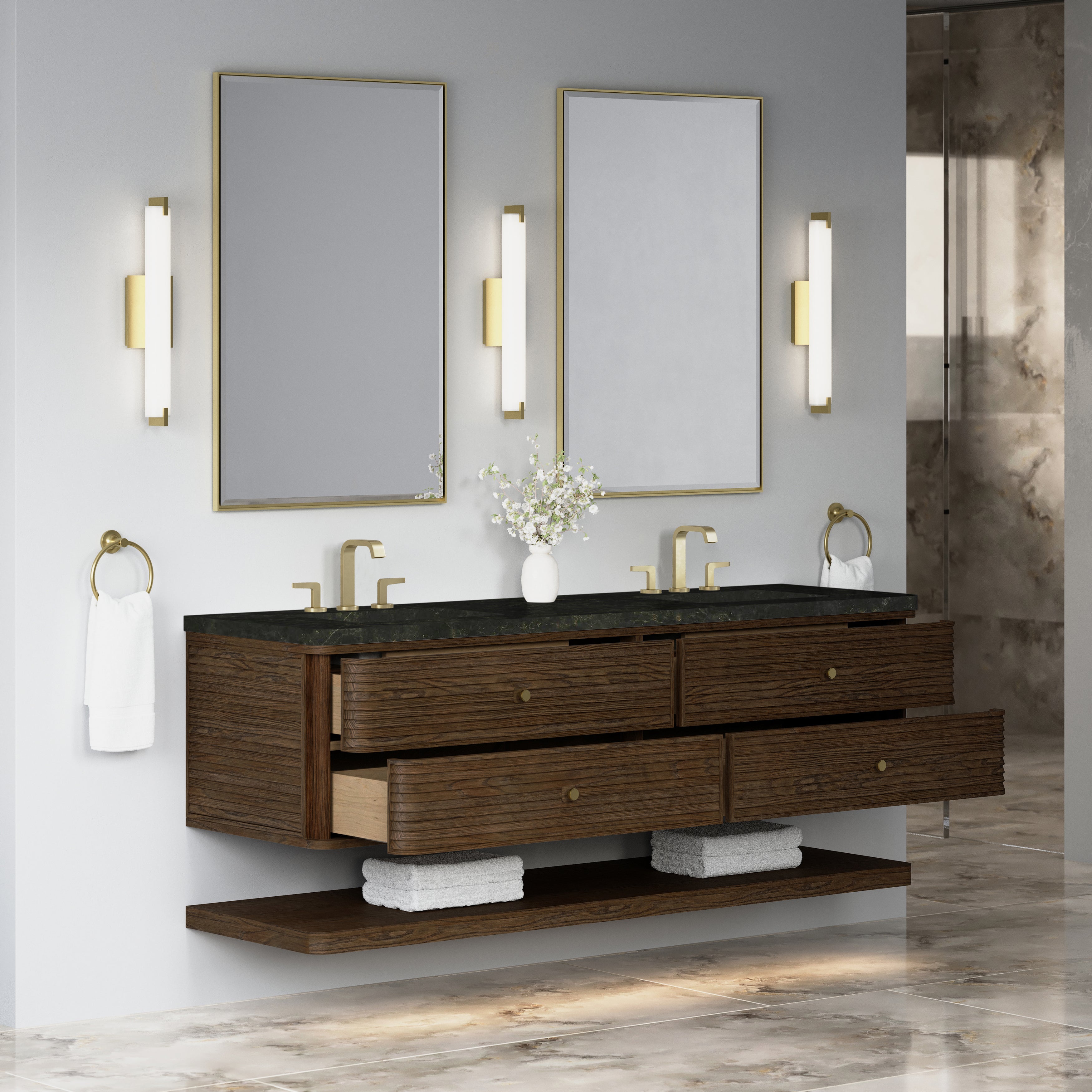 James Martin Allamari 72" Double Vanity in Sable with 3cm Countertop