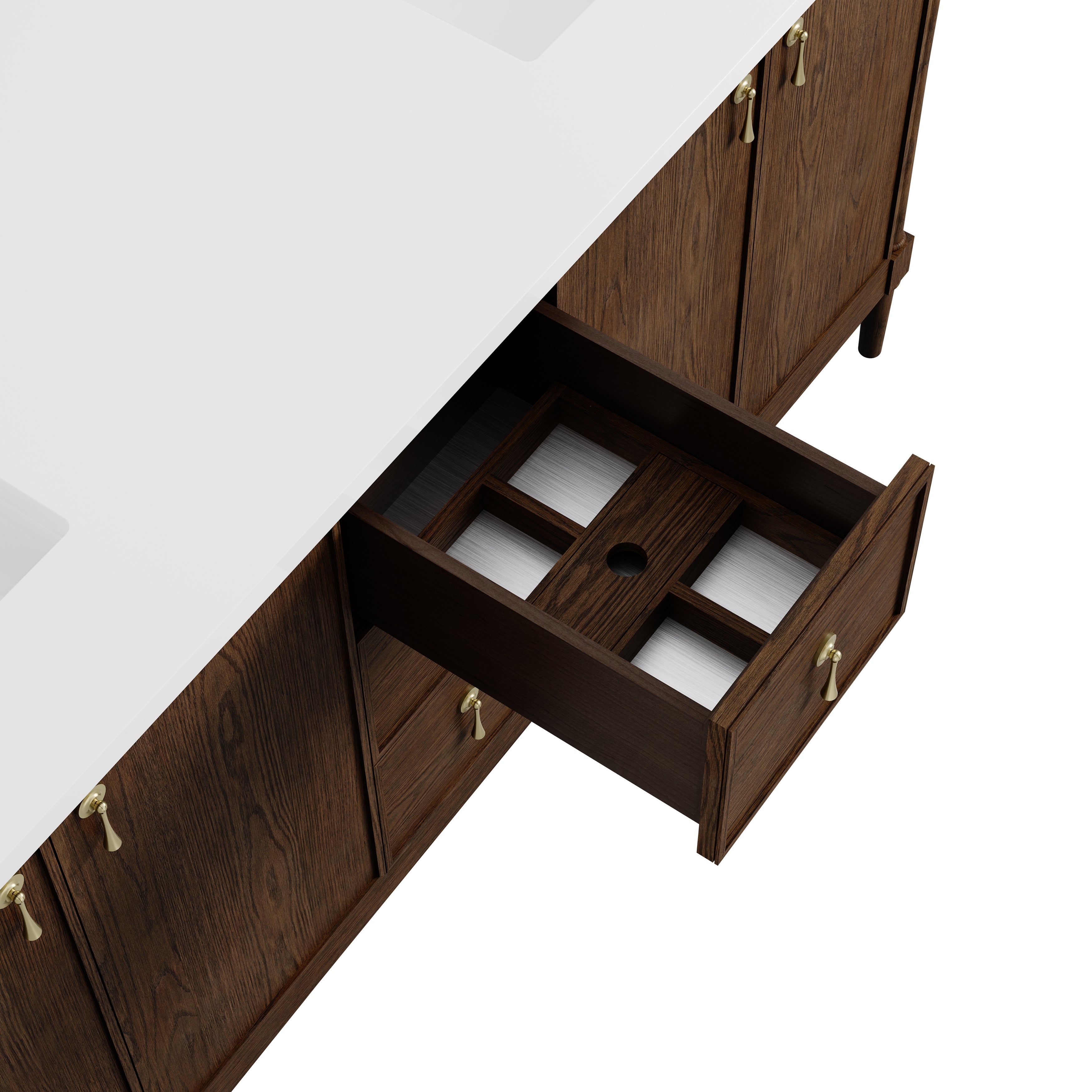 James Martin Kinnsden 72" Double Vanity in Sable Oak with 3cm Carrara Marble Top
