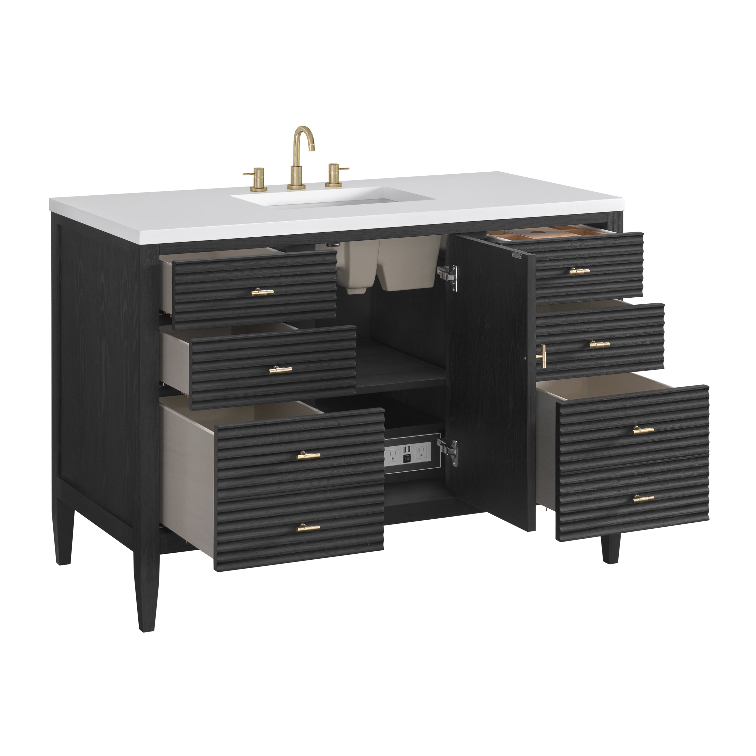 James Martin Myrrin 48" Single Vanity in Carbon Oak with 3cm Countertop