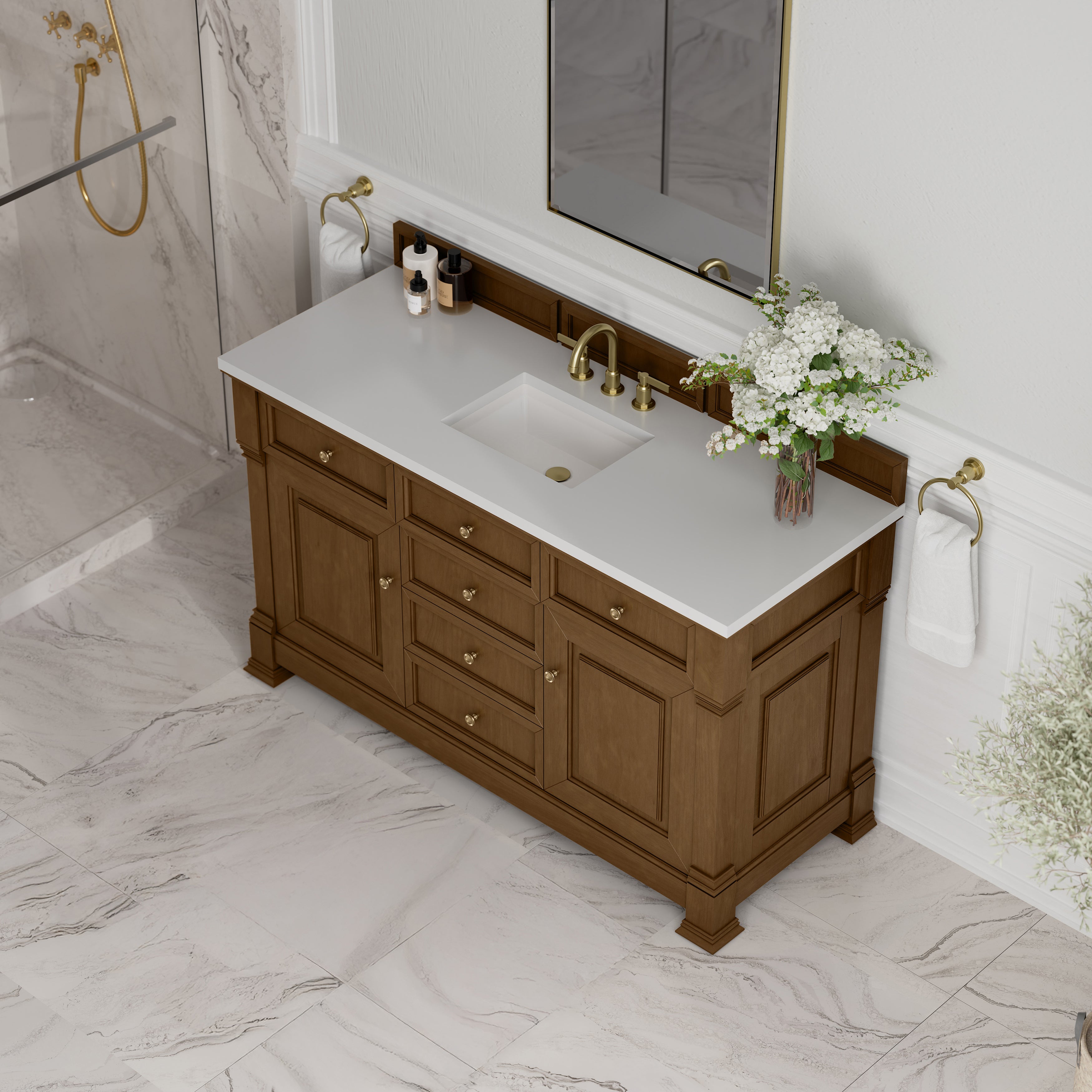 James Martin Brookfield 60" Single Vanity in Honey Oak with 3cm Countertop