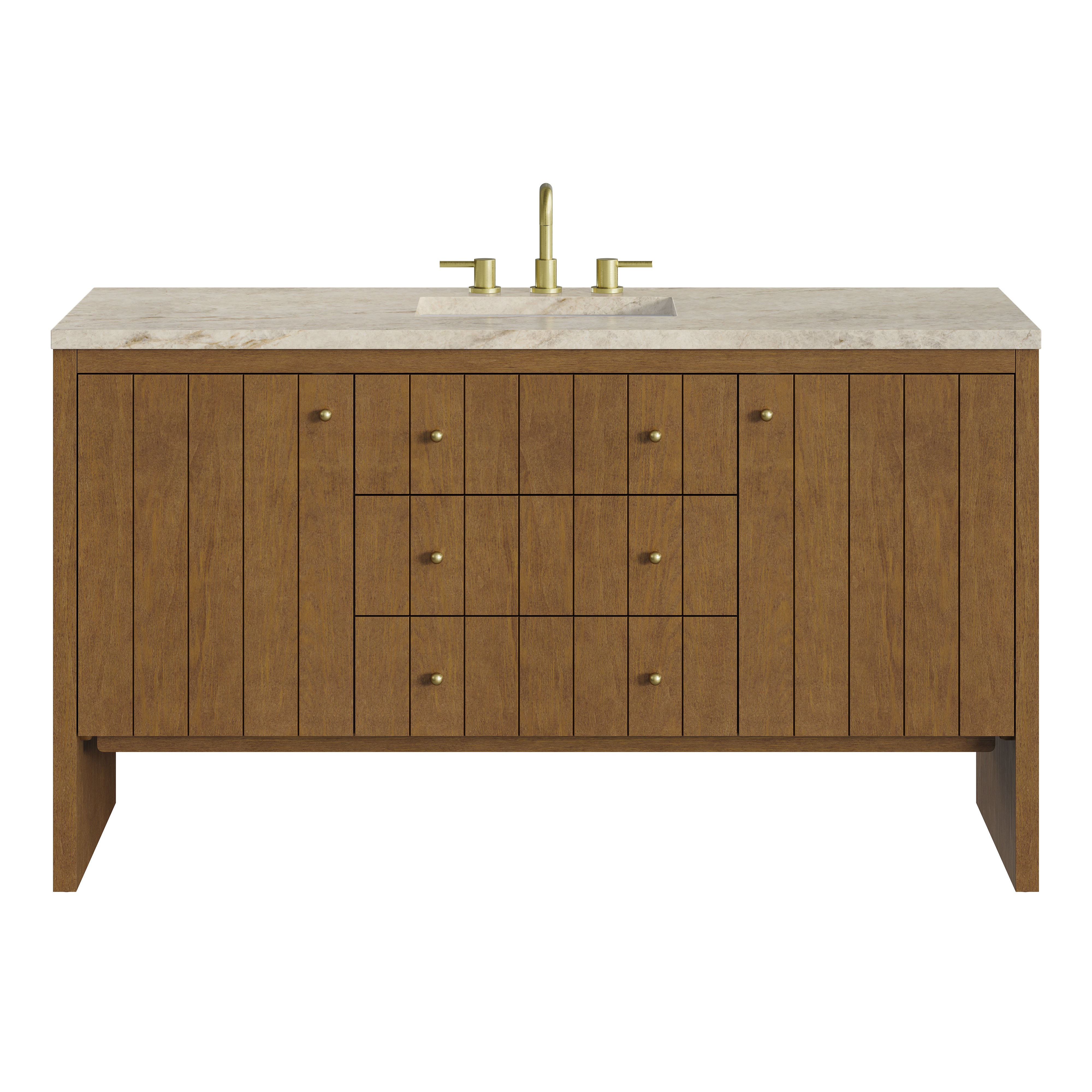 James Martin Hudson 60" Single Vanity in Honey Oak with 3cm Countertop and FreePower Wireless Charger