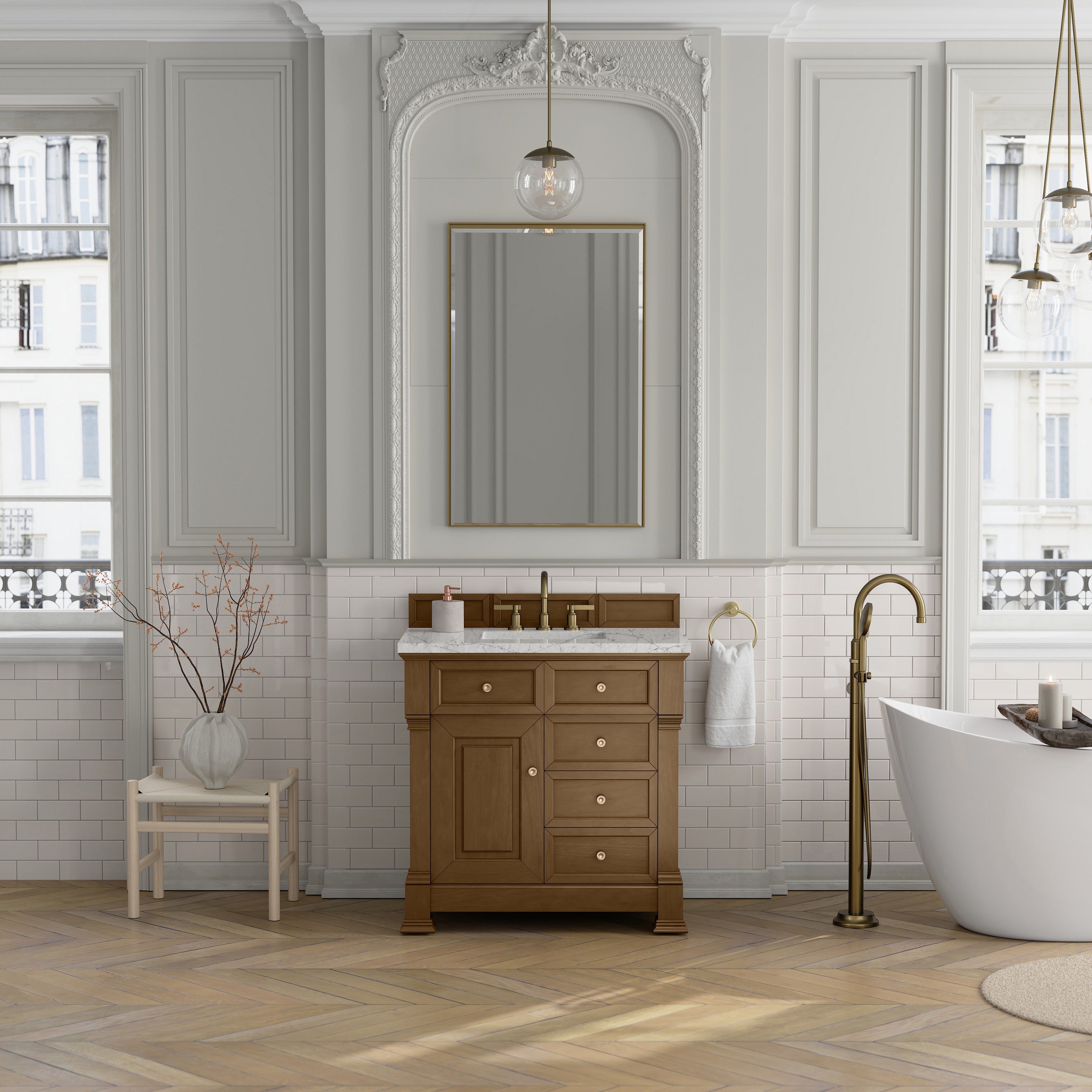 James Martin Brookfield 36" Single Vanity in Honey Oak with 3cm Countertop