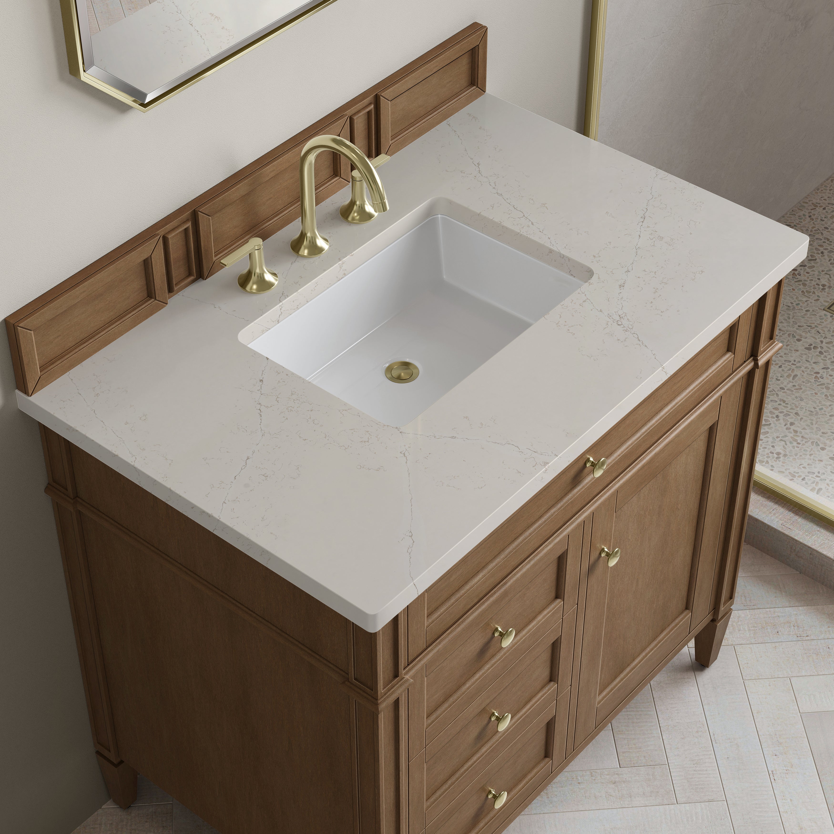James Martin Brittany 36" Single Vanity in Pecan with 3cm Countertop