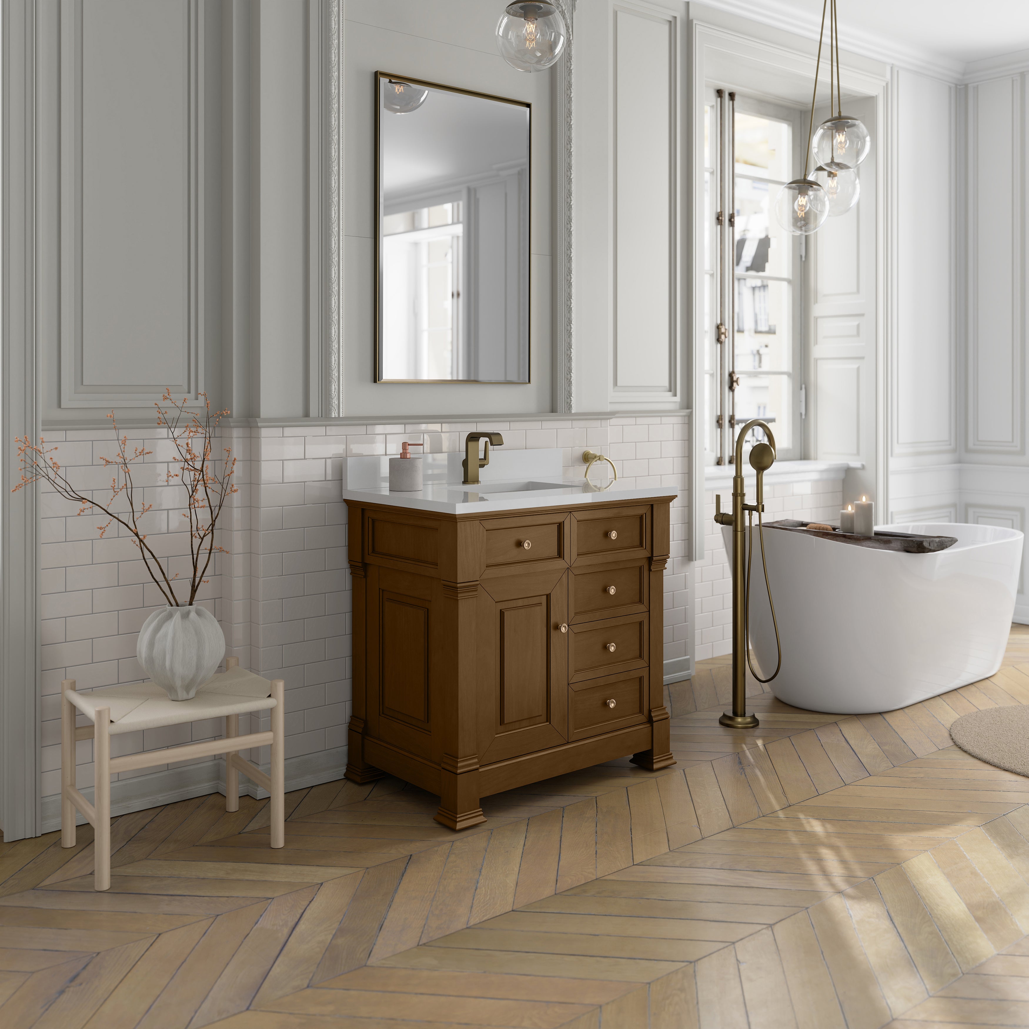 James Martin Brookfield 36" Single Vanity in Honey Oak with 3cm Countertop