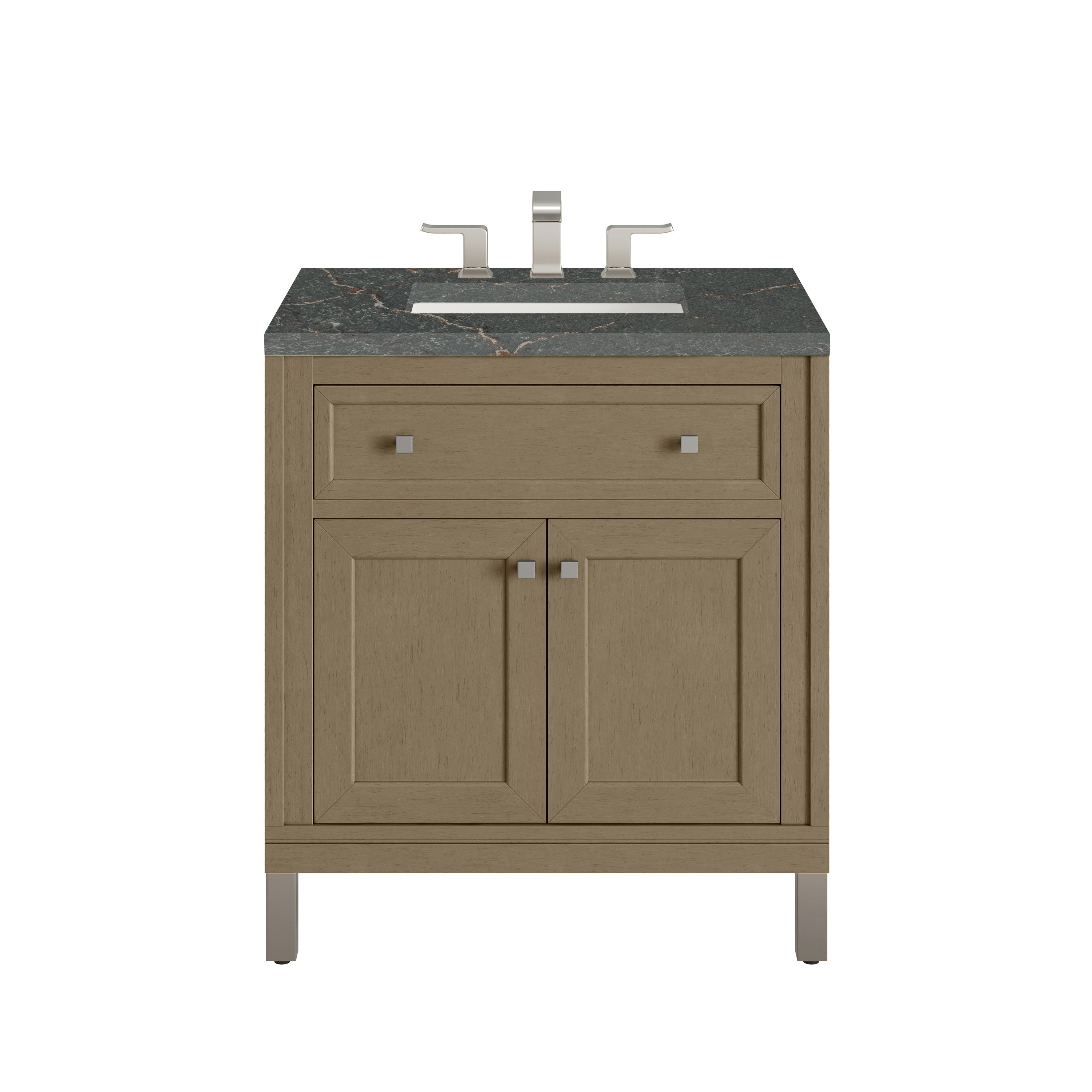 James Martin Chicago 30" Single Vanity in Walnut Whisper with 3cm Countertop