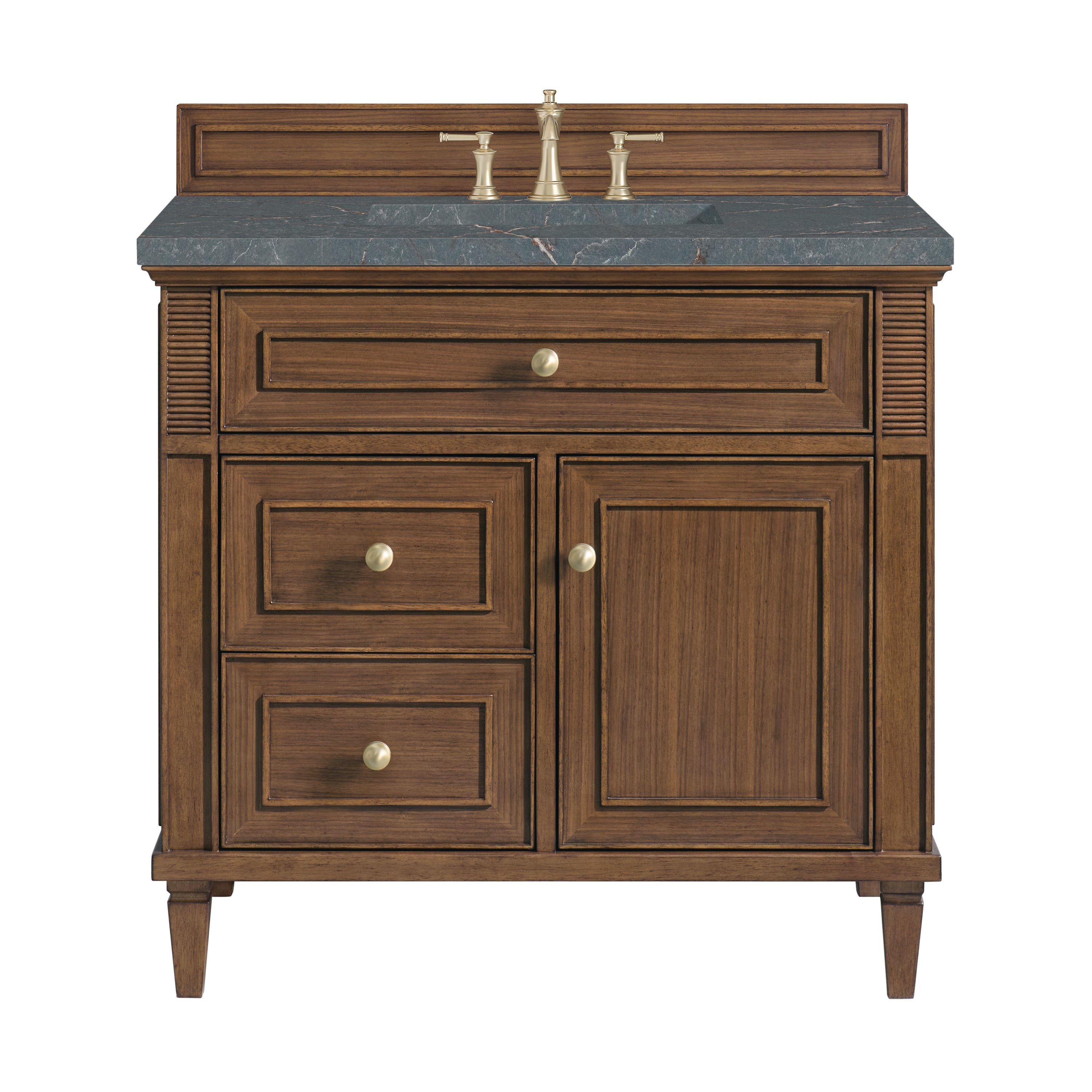 James Martin Lorelai 36" Single Vanity in Mid-Century Walnut with 3cm Countertop