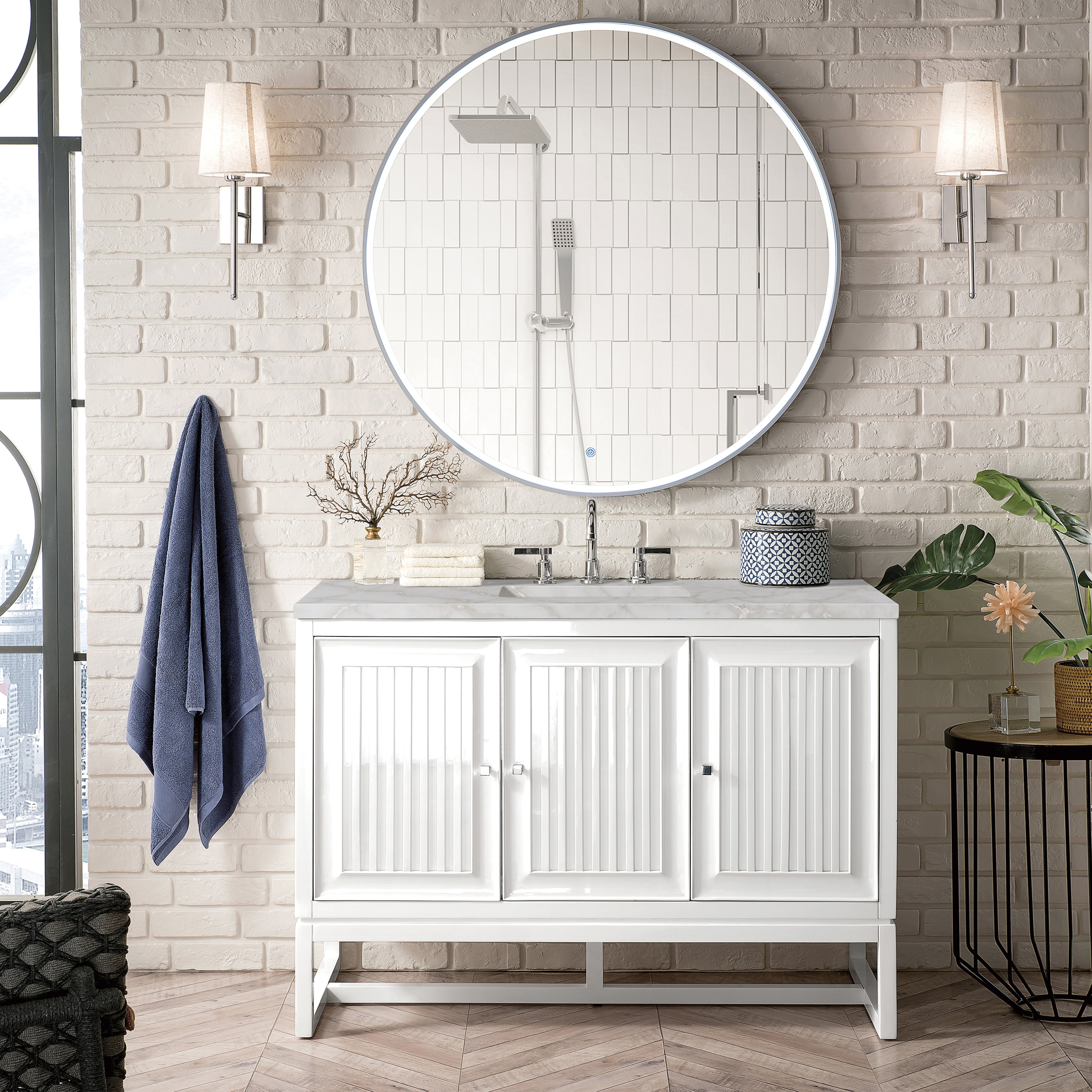 James Martin Athens 48" Single Vanity in Glossy White with 3cm Countertop