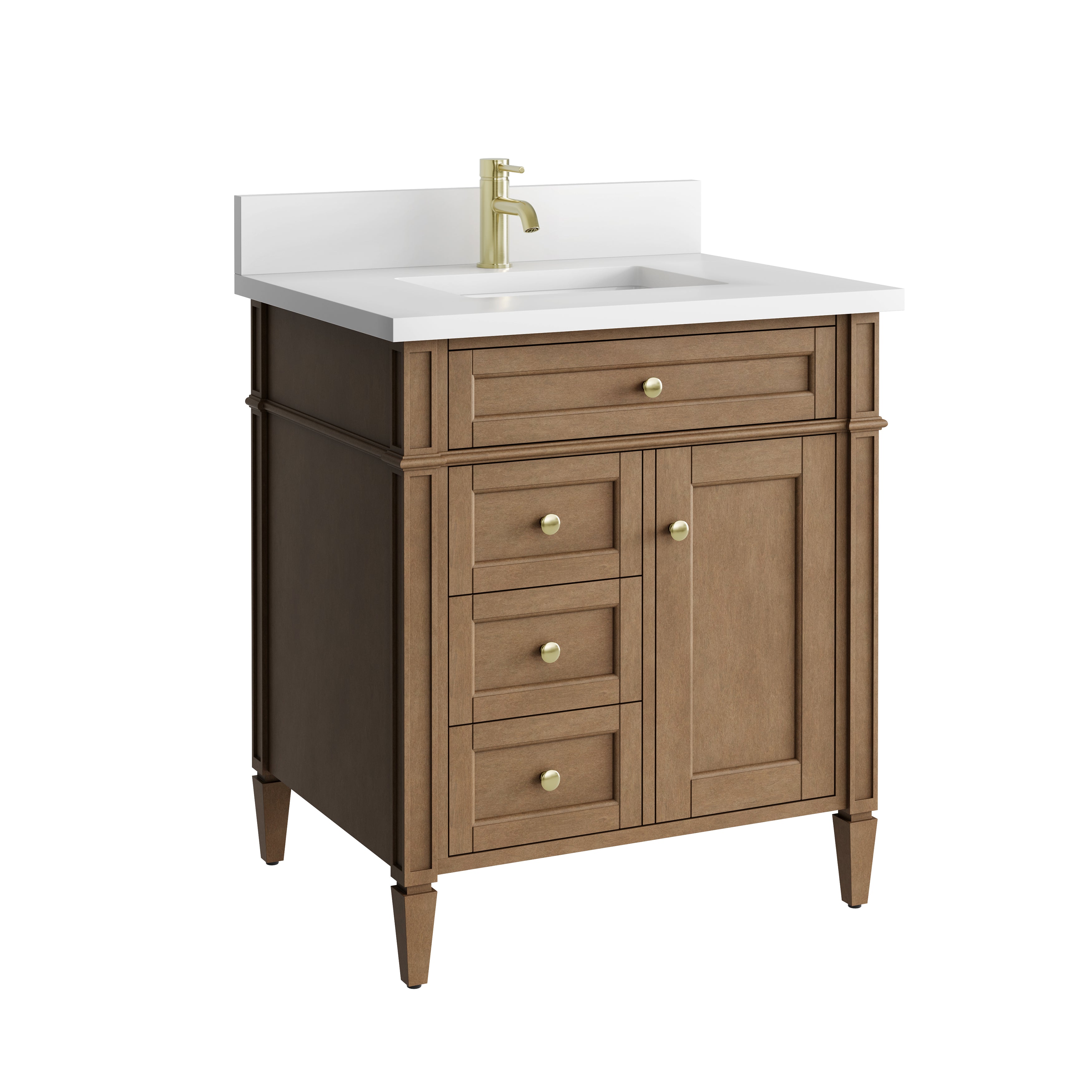 James Martin Brittany 30" Single Vanity in Pecan with 3cm Countertop