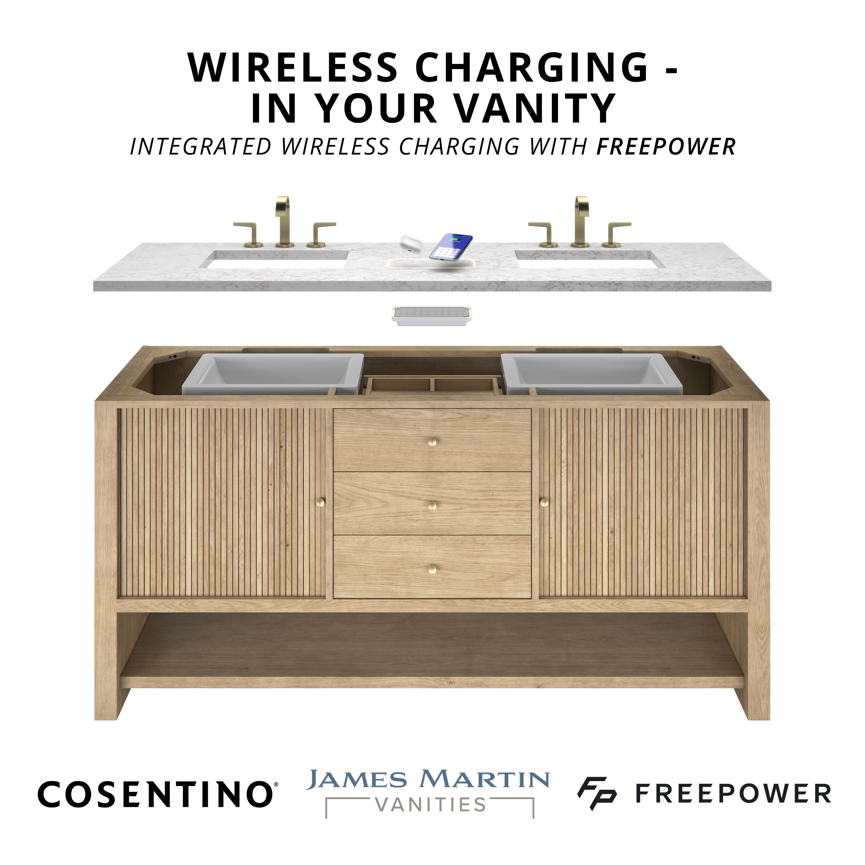 James Martin Amberly 48" Single Vanity in Mid-Century Walnut with 3cm Countertop and FreePower Wireless Charger