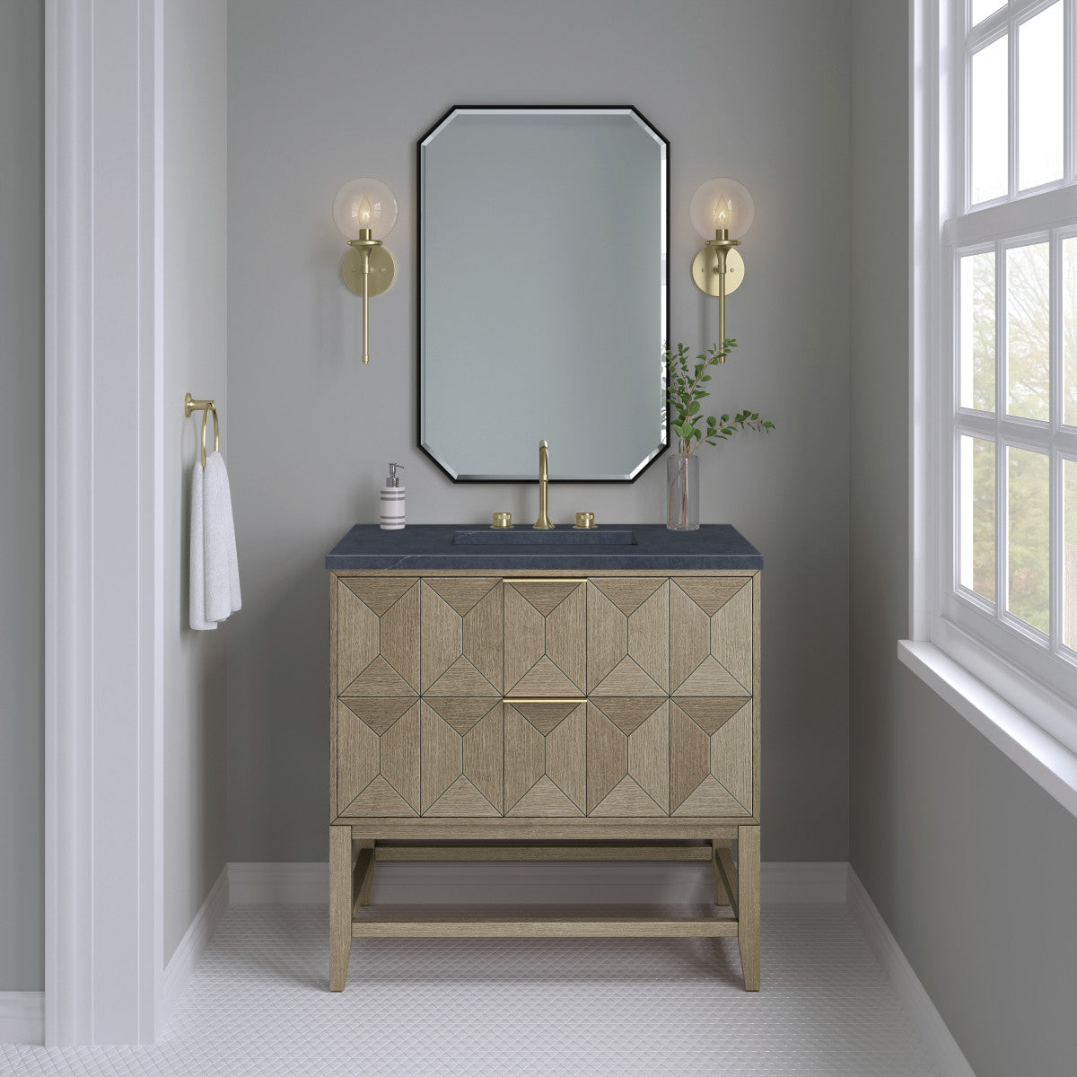 Emmeline 36" Single Vanity Cabinet, Pebble Oak