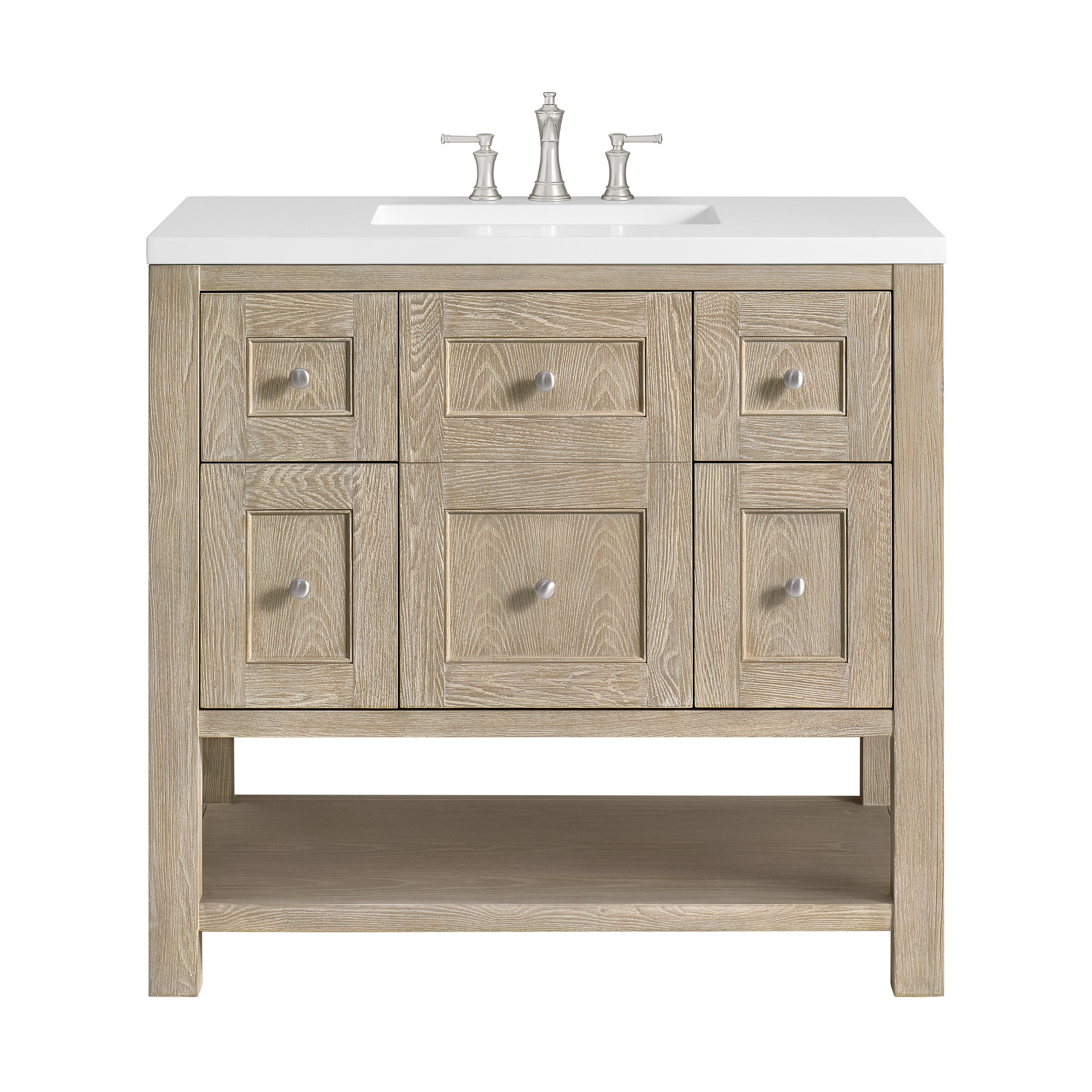 James Martin Breckenridge 36" Single in Whitewashed Oak with 3cm Countertop