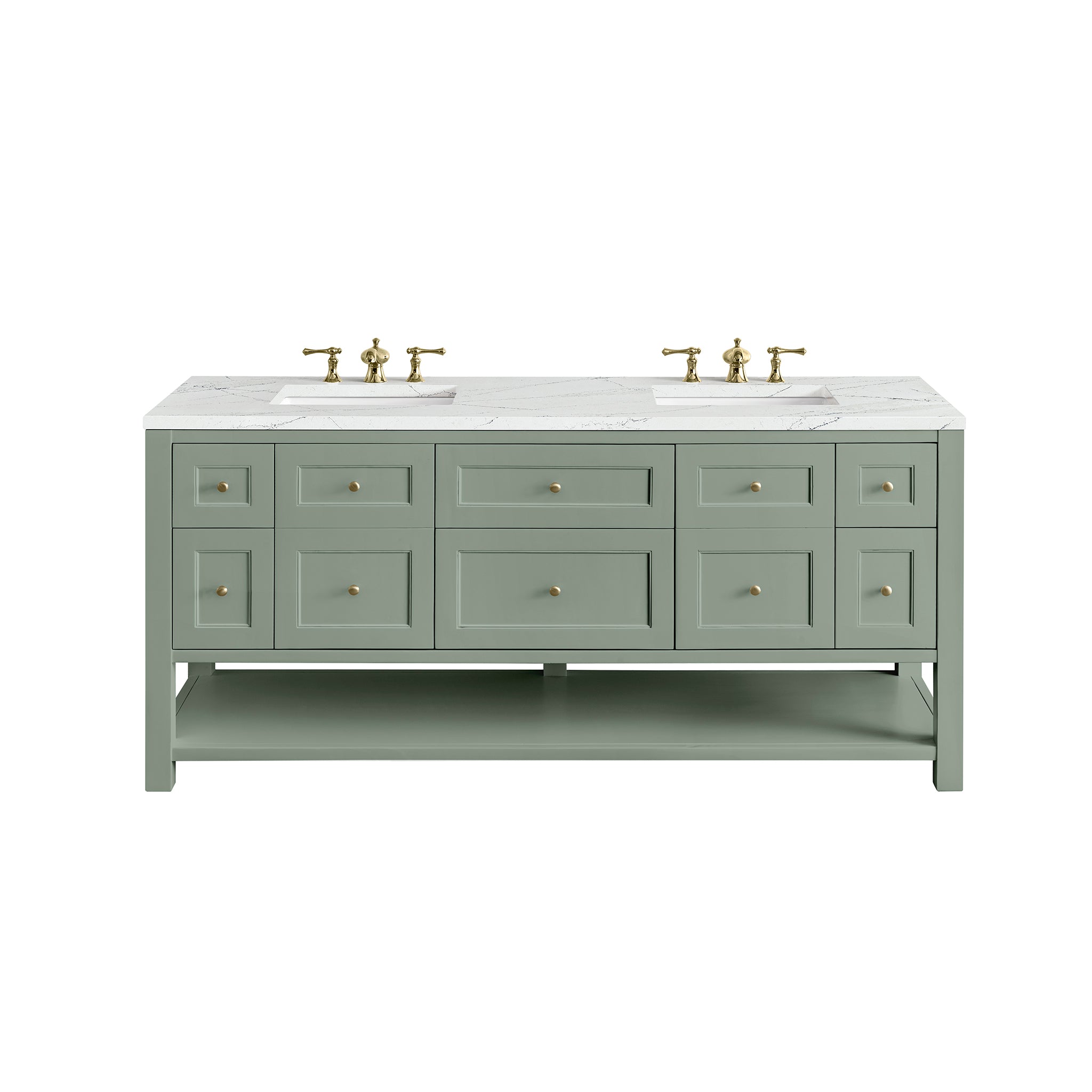 James Martin Breckenridge 72" Double Vanity in Smokey Celadon with 3cm Countertop