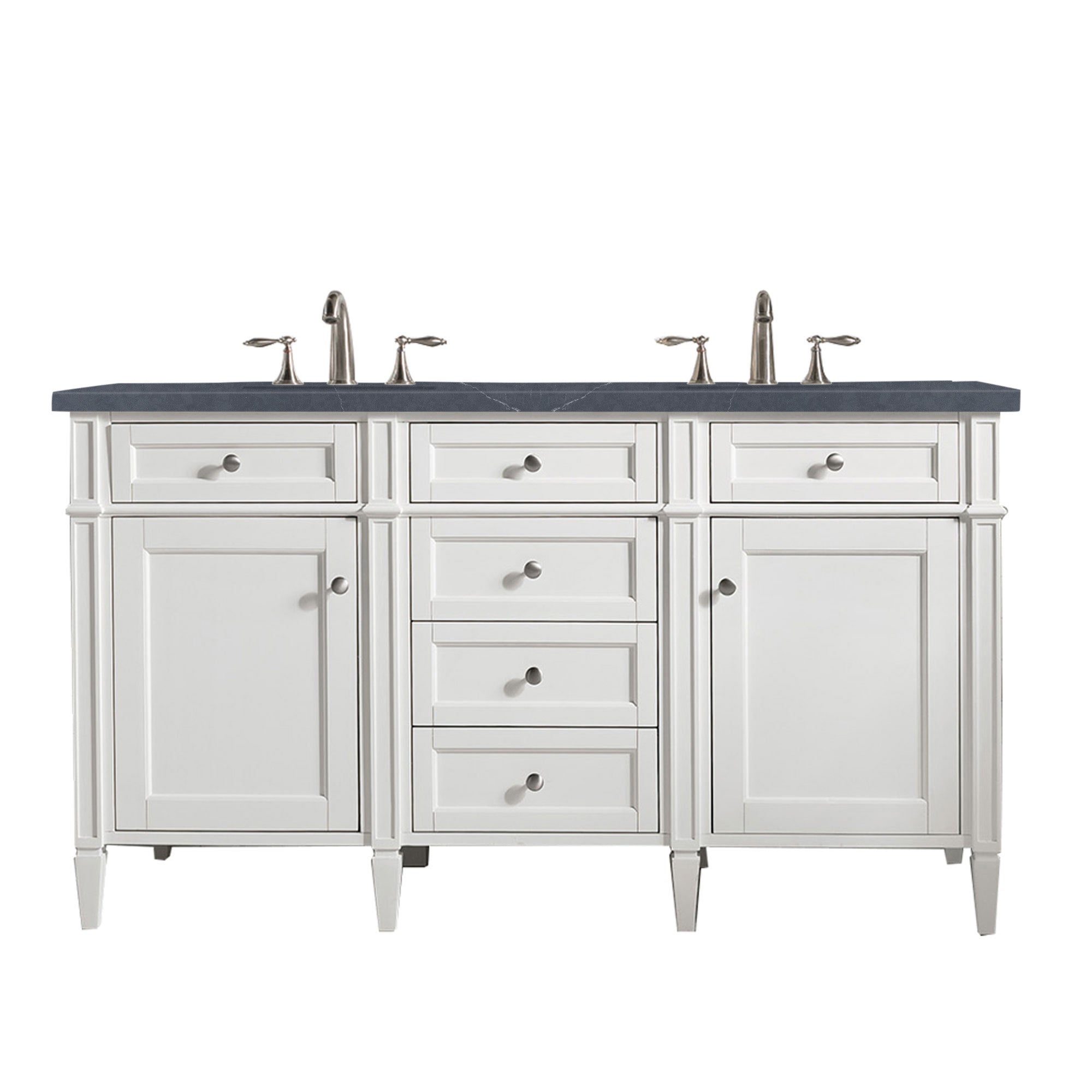 James Martin Brittany 60" Double Vanity in Bright White with 3cm Countertop
