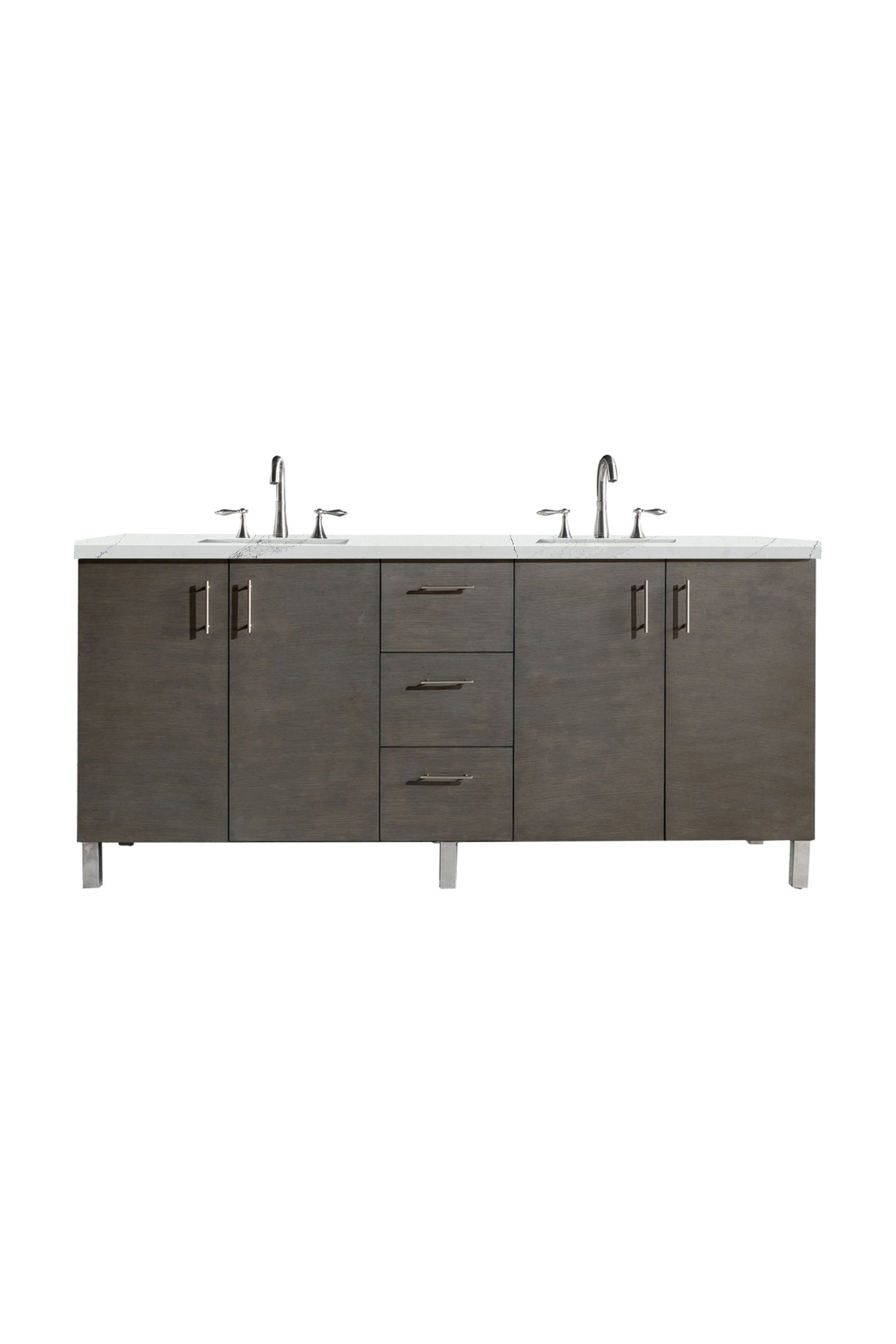 James Martin Metropolitan 72" Double Vanity in Silver Oak with 3cm Countertop