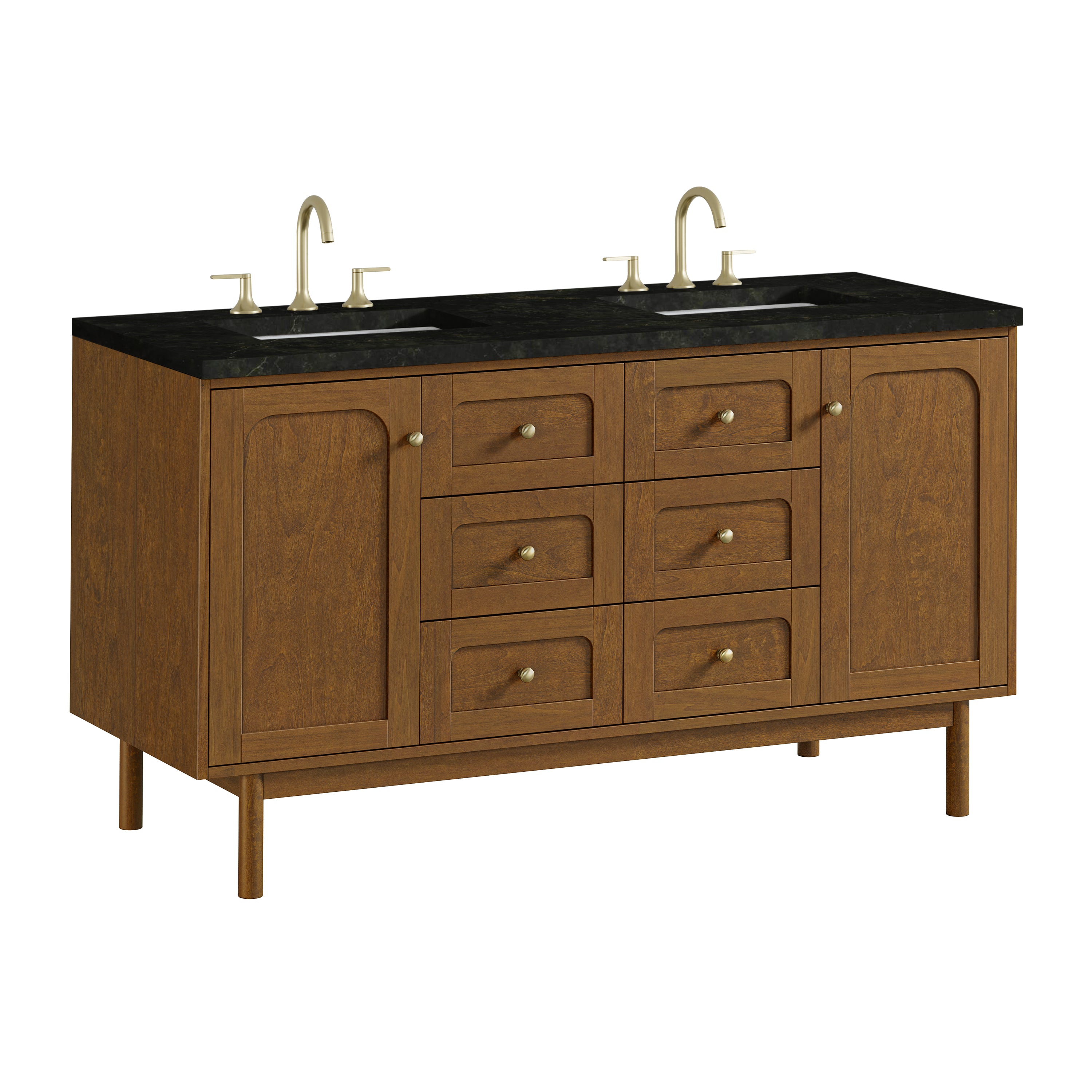 James Martin Laurent 60" Double Vanity in Honey Oak with 3cm Countertop