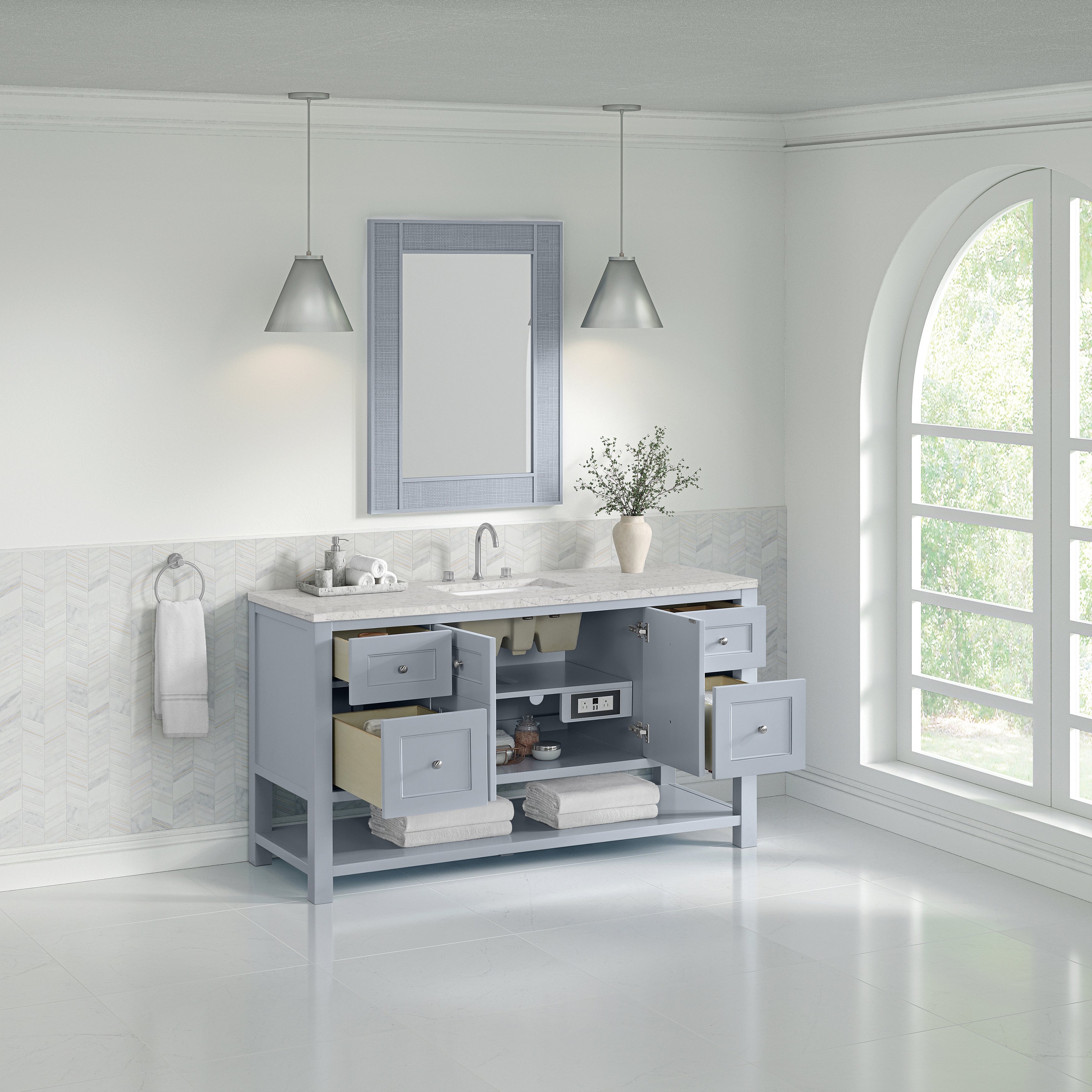 James Martin Breckenridge 60" Single Vanity in Serenity Blue with 3cm Countertop