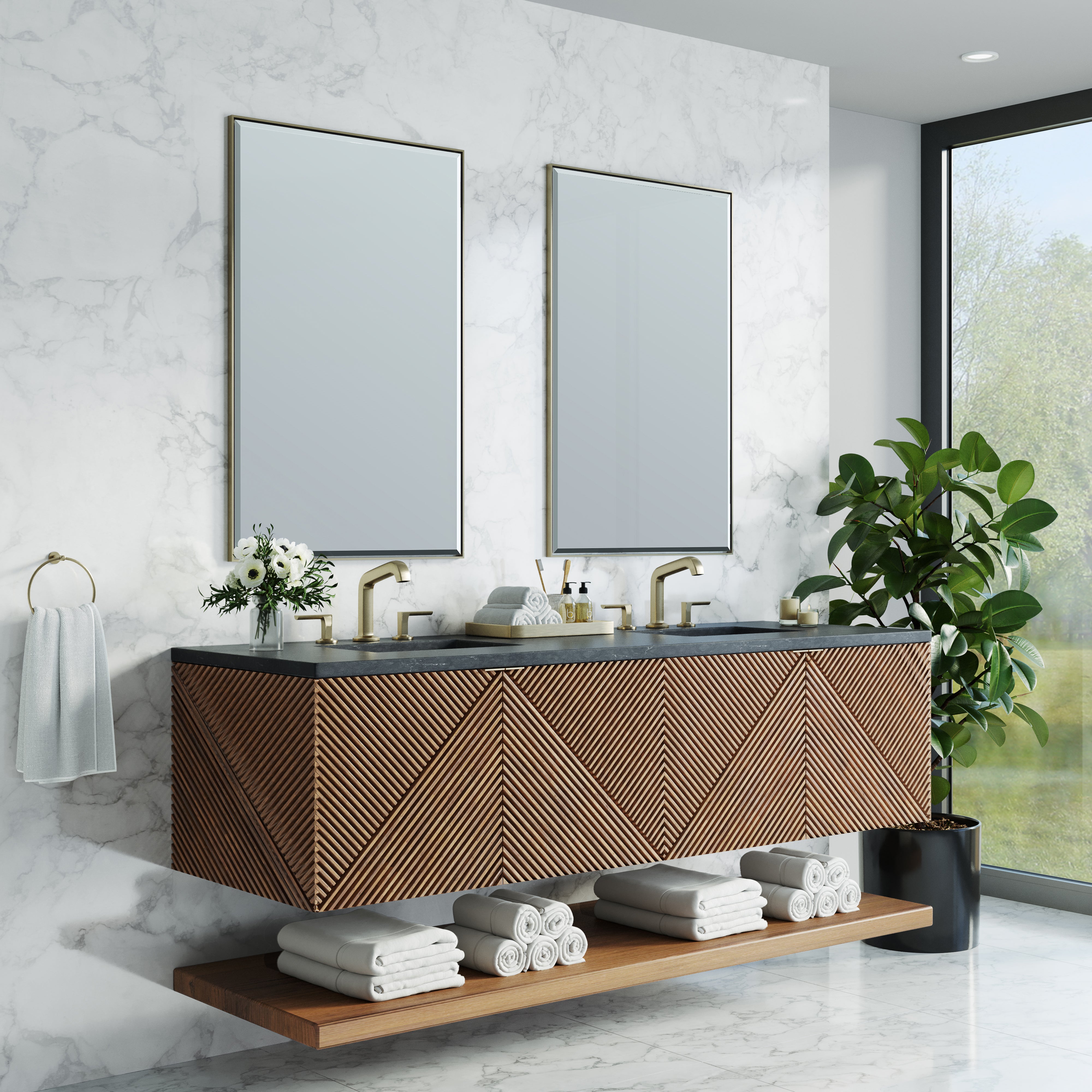James Martin Marcello 72" Double Vanity in Chestnut with 3cm Countertop