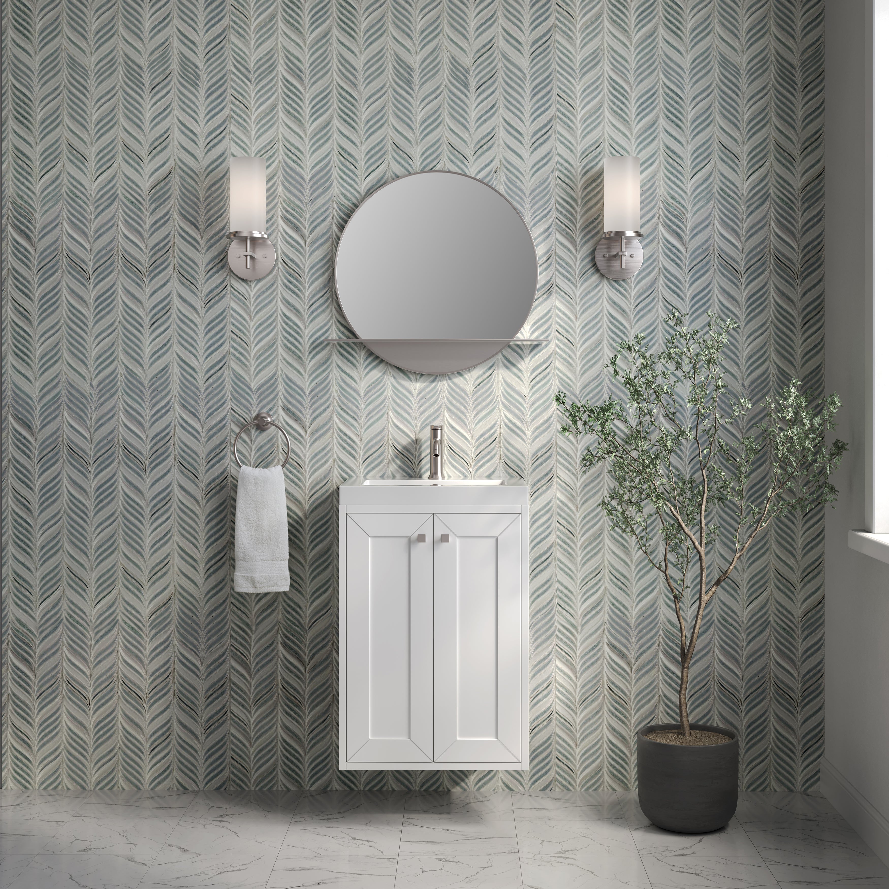 James Martin Chianti 20" Single Vanity in Glossy White with White Glossy Composite Stone Top