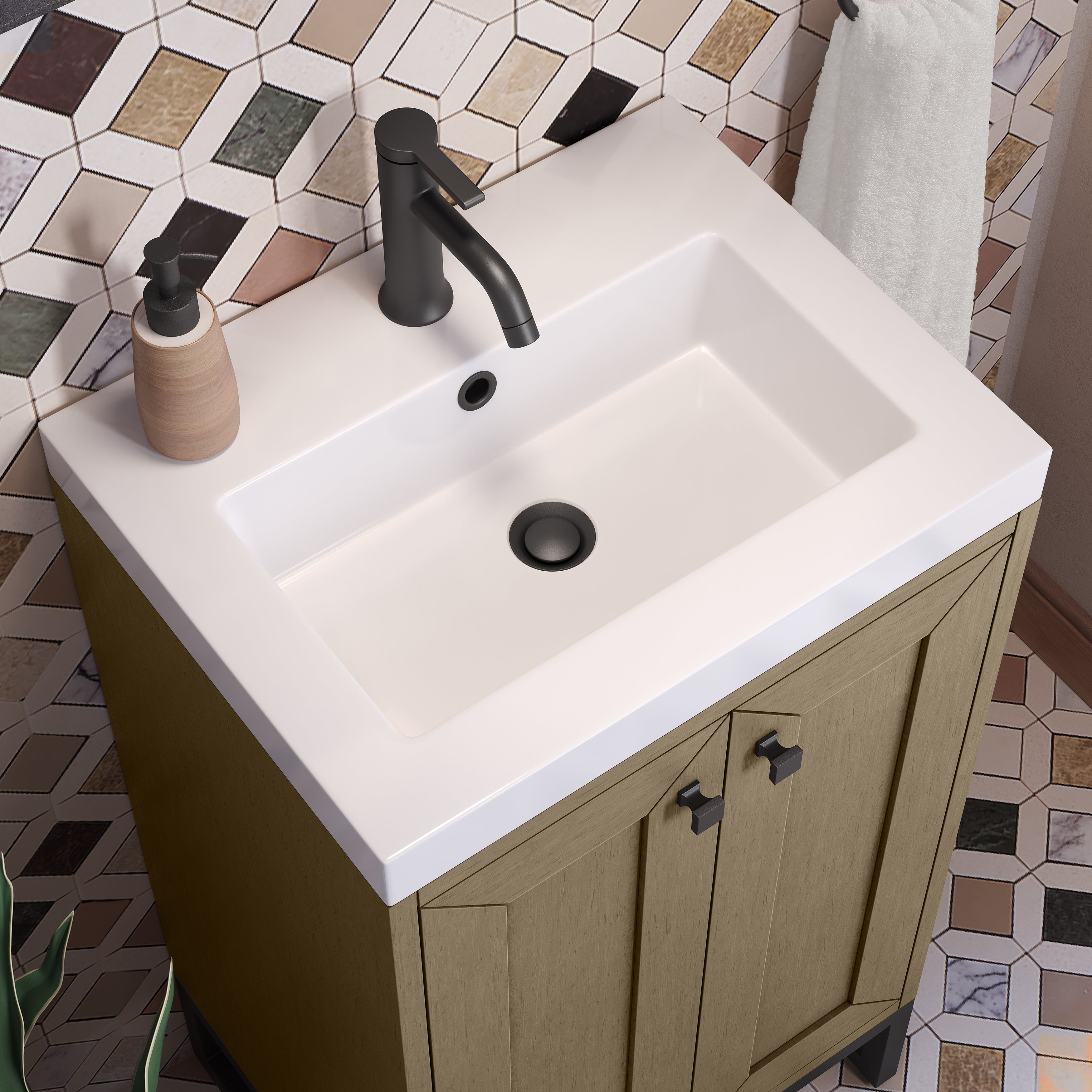 James Martin Chianti 20" Single Vanity in Glossy White with White Glossy Composite Stone Top