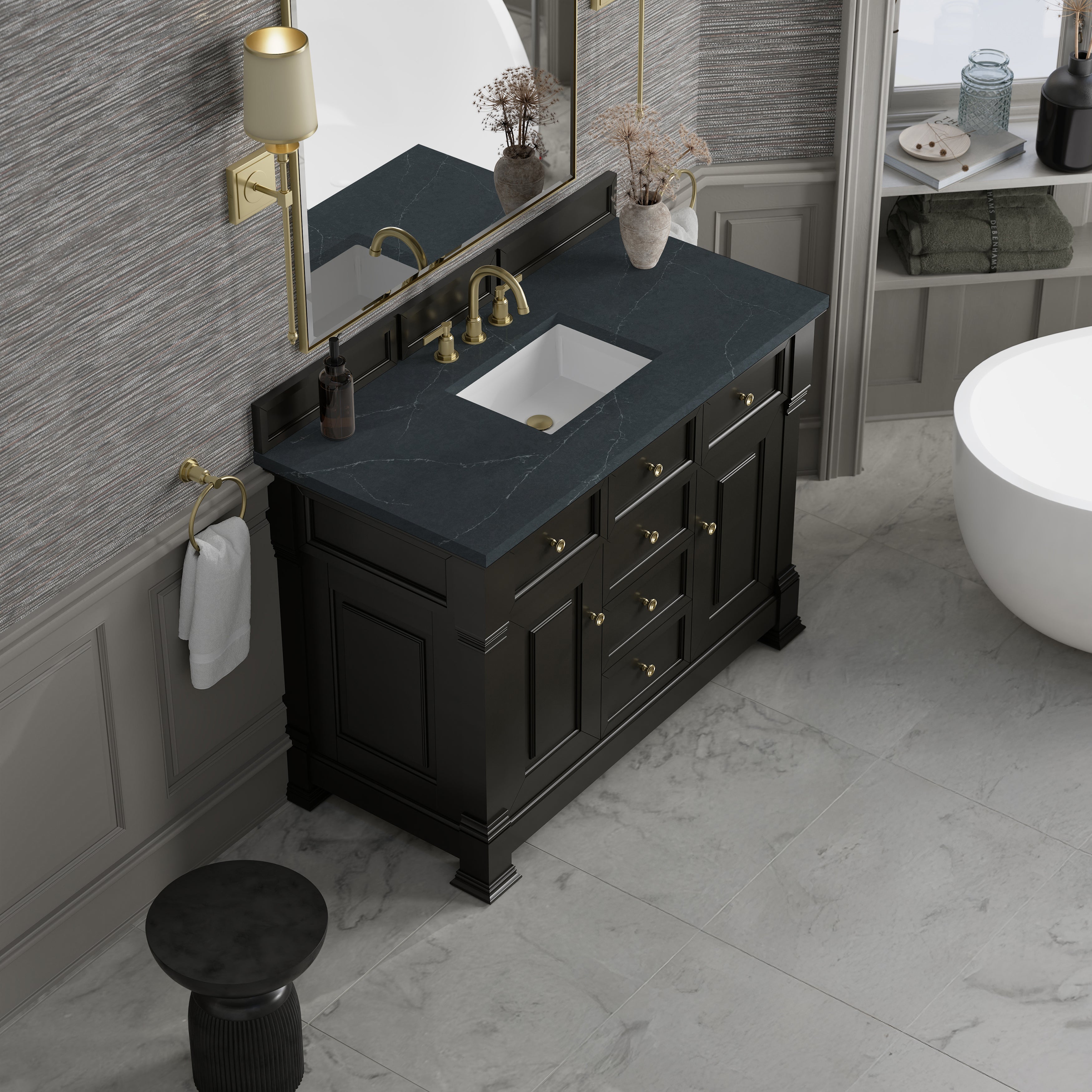 James Martin Brookfield 48" Single Vanity in Black Onyx with 3cm Countertop