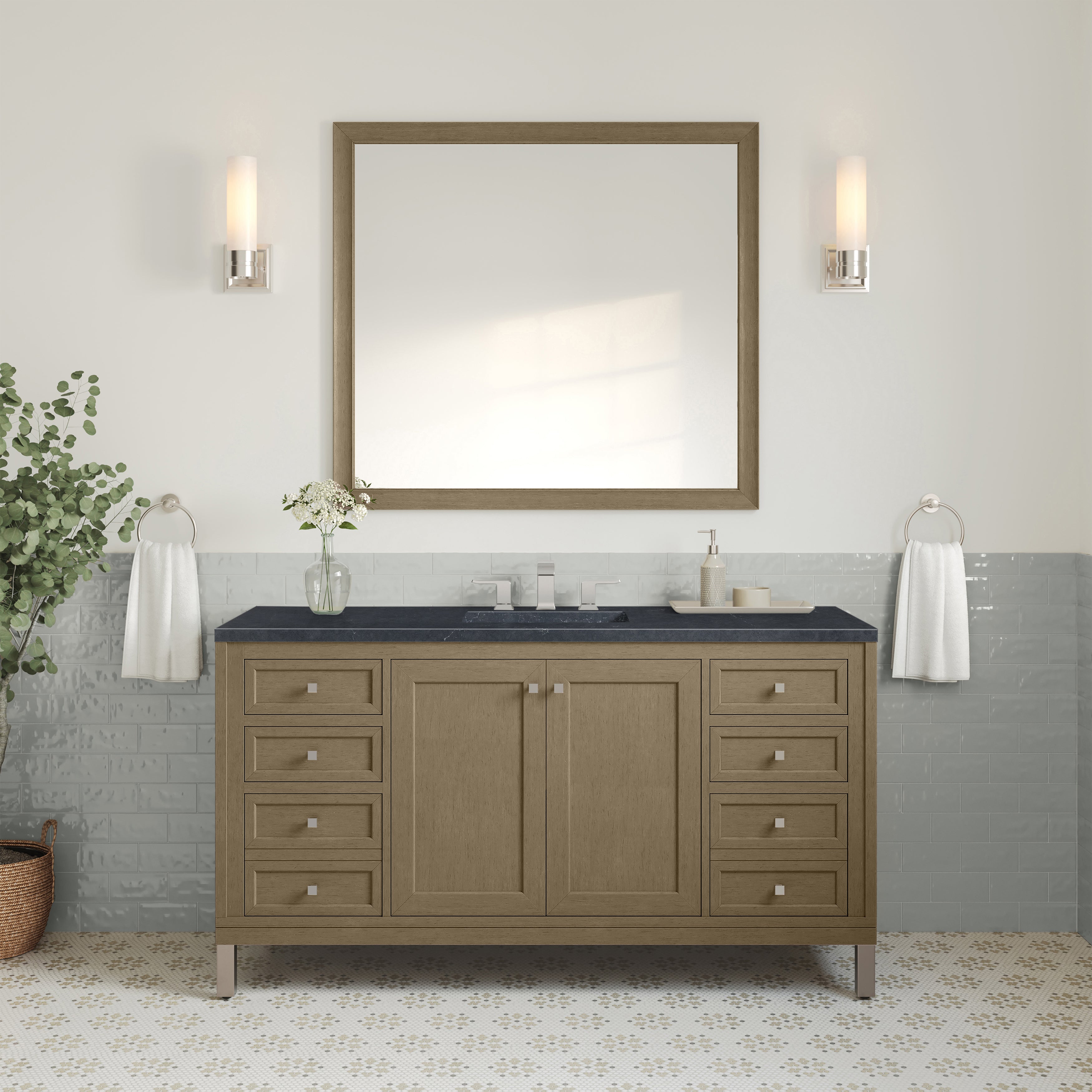 James Martin Chicago 60" Single Vanity in Walnut Whisper with 3cm Countertop