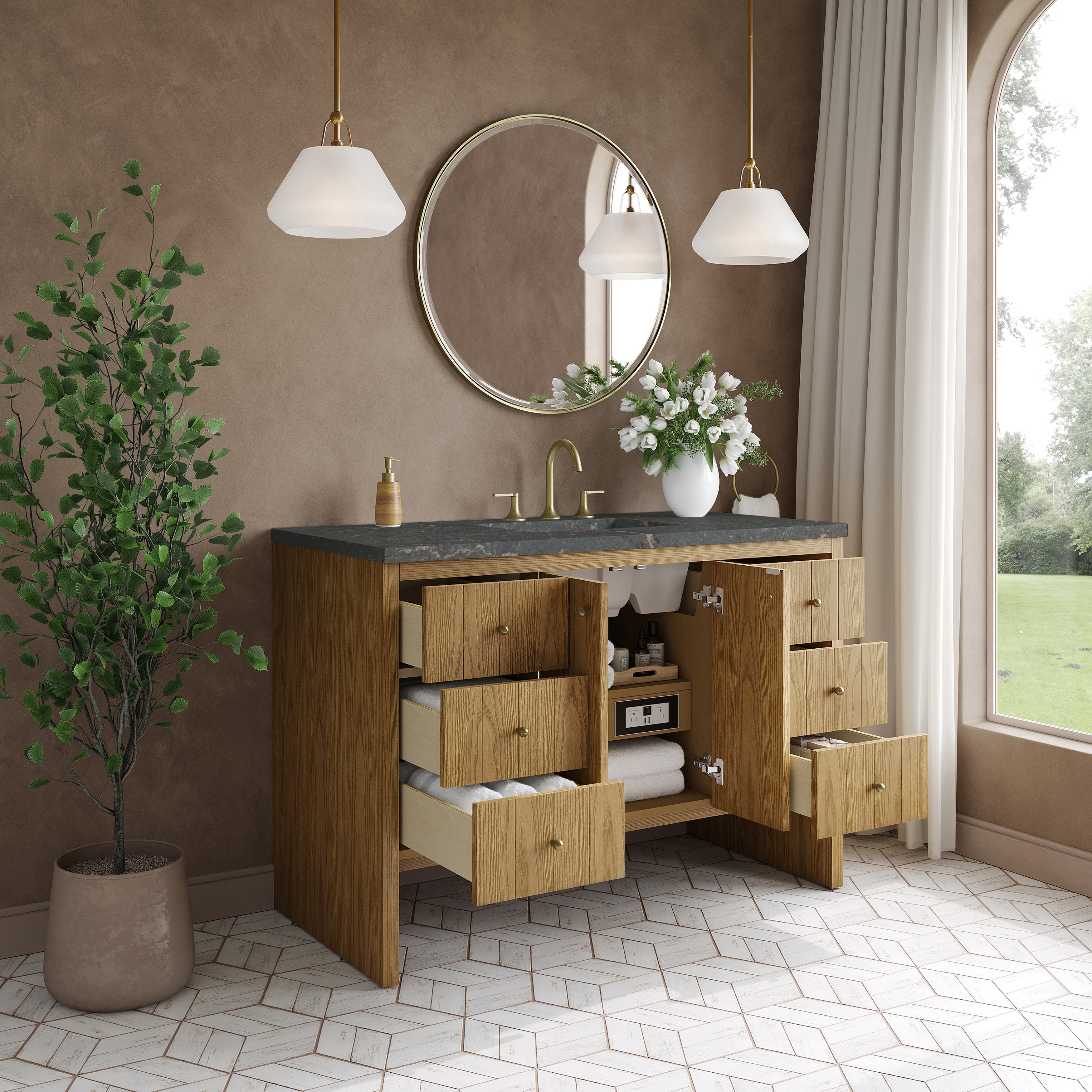 James Martin Hudson 48" Single Vanity in Light Natural Oak with 3cm Countertop