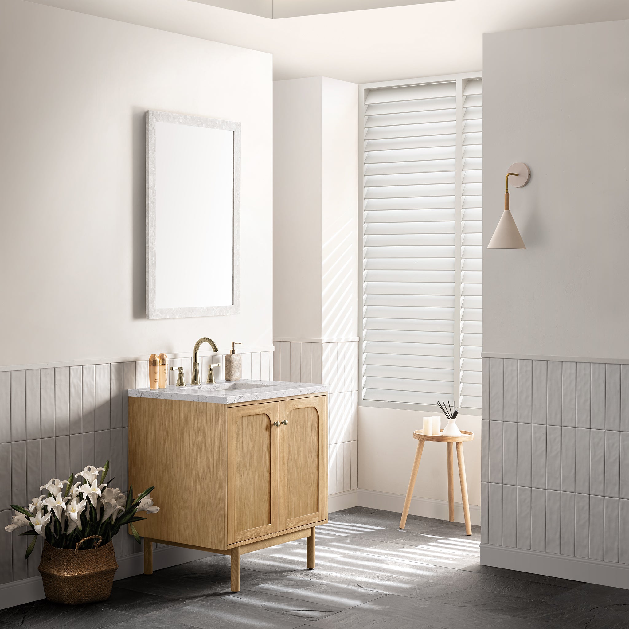 James Martin Laurent 30" Single Vanity in Light Natural Oak with 3cm Countertop