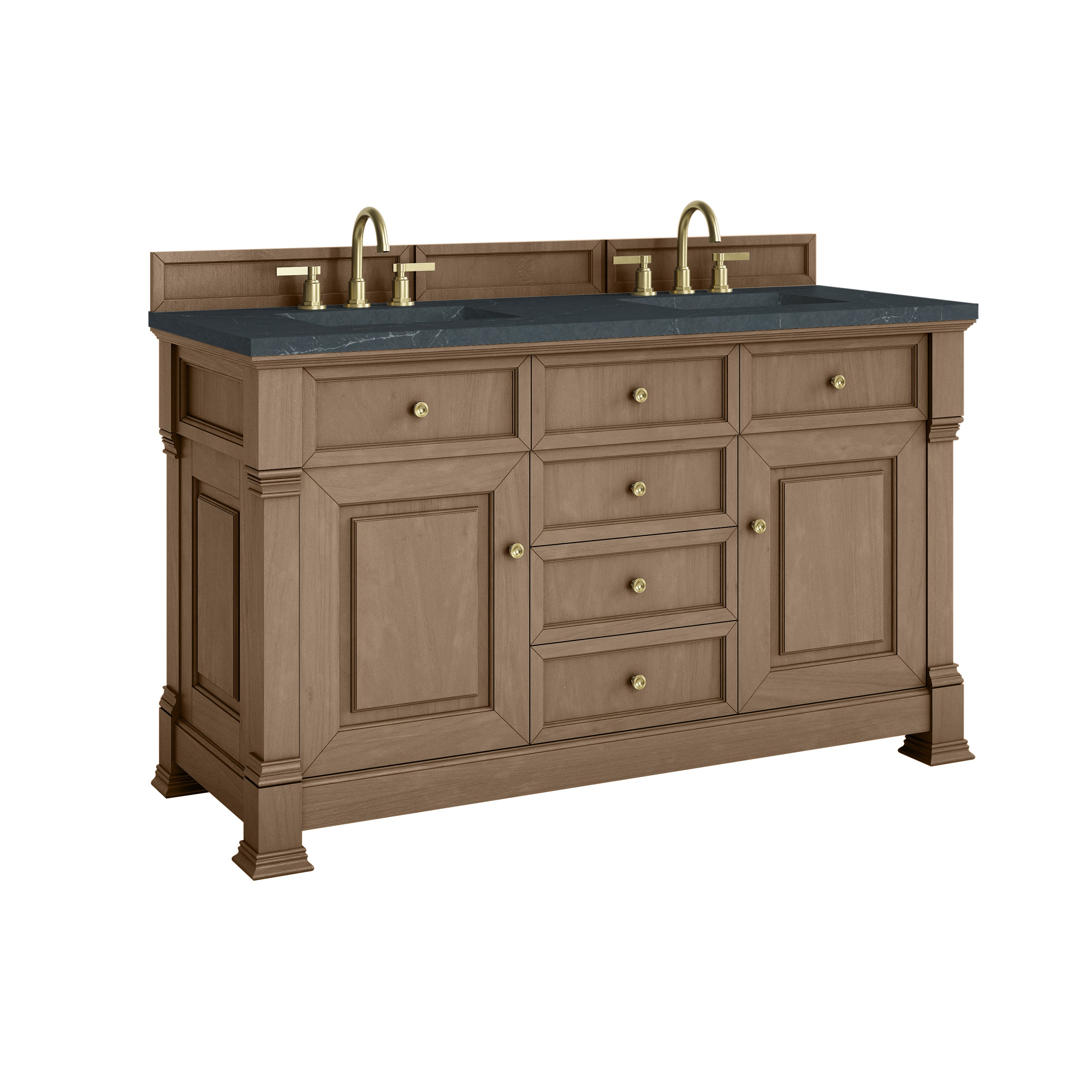 James Martin Brookfield 60" Double Vanity in Pecan with 3cm Countertop