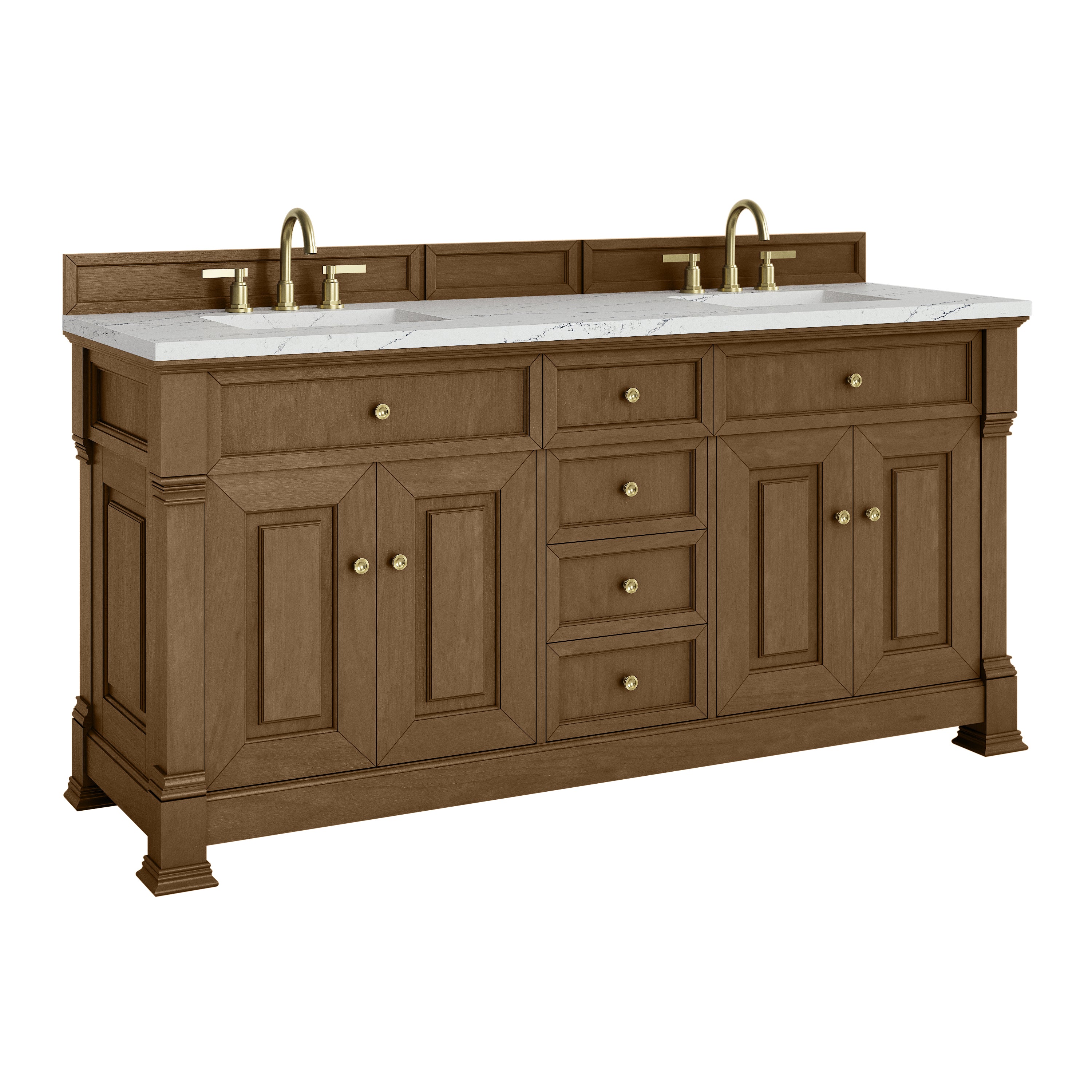 James Martin Brookfield 72" Double Vanity in Honey Oak with 3cm Countertop